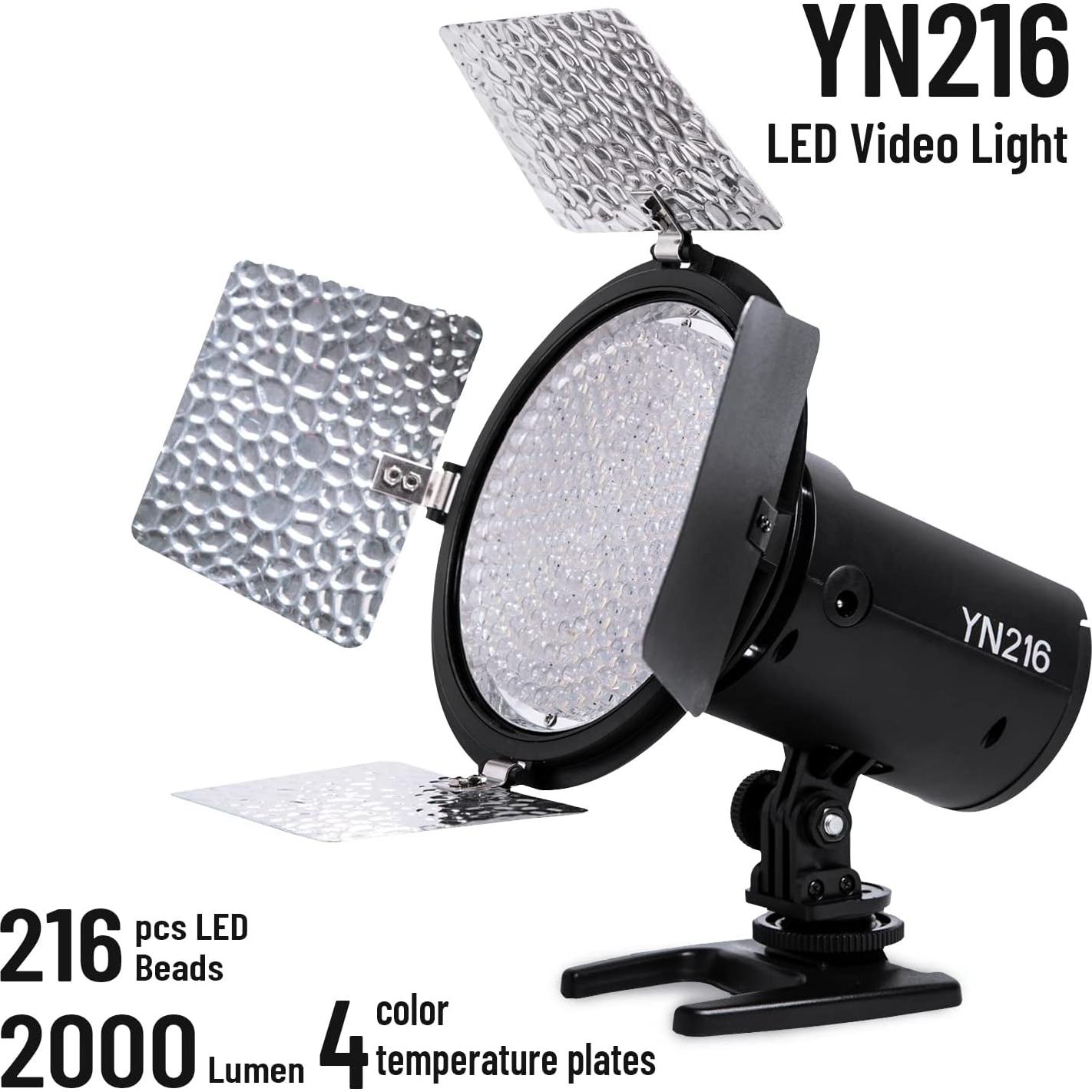 Luz de Video LED YONGNUO YN216 5600K con 4 Placas de Color