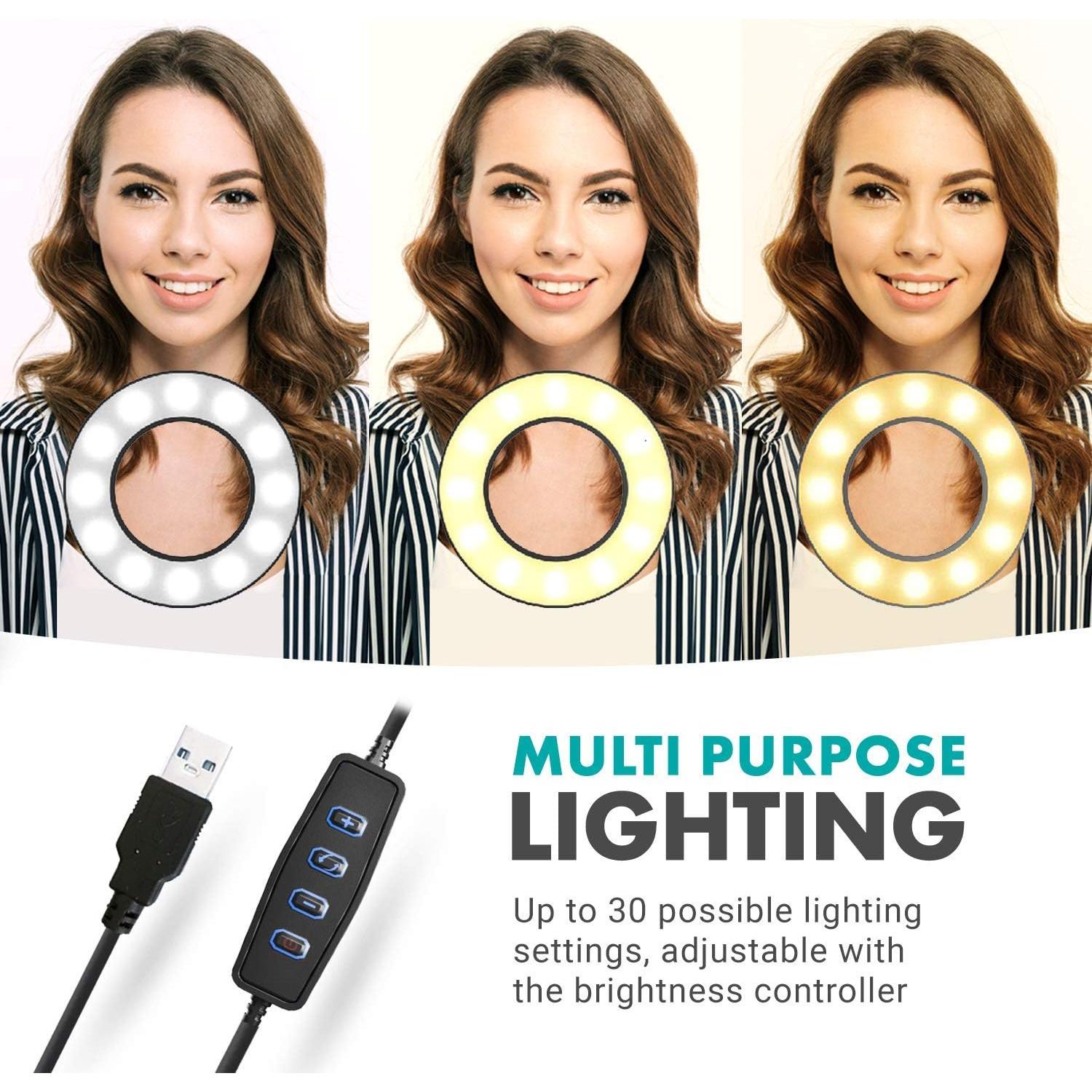 Luz de Anillo Selfie Movo VGC-1 Flexible USB 3 Modos 10 Niveles