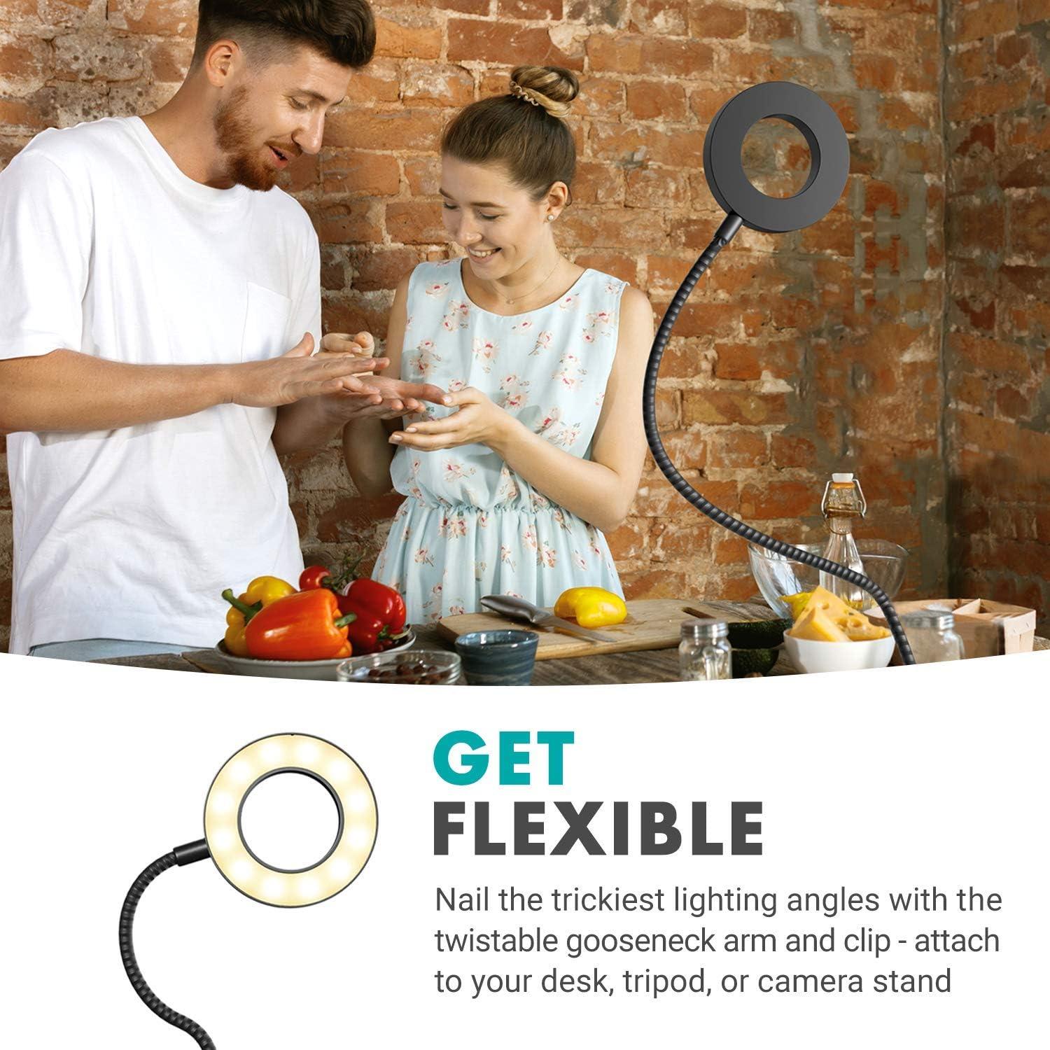 Luz de Anillo Selfie Movo VGC-1 Flexible USB 3 Modos 10 Niveles