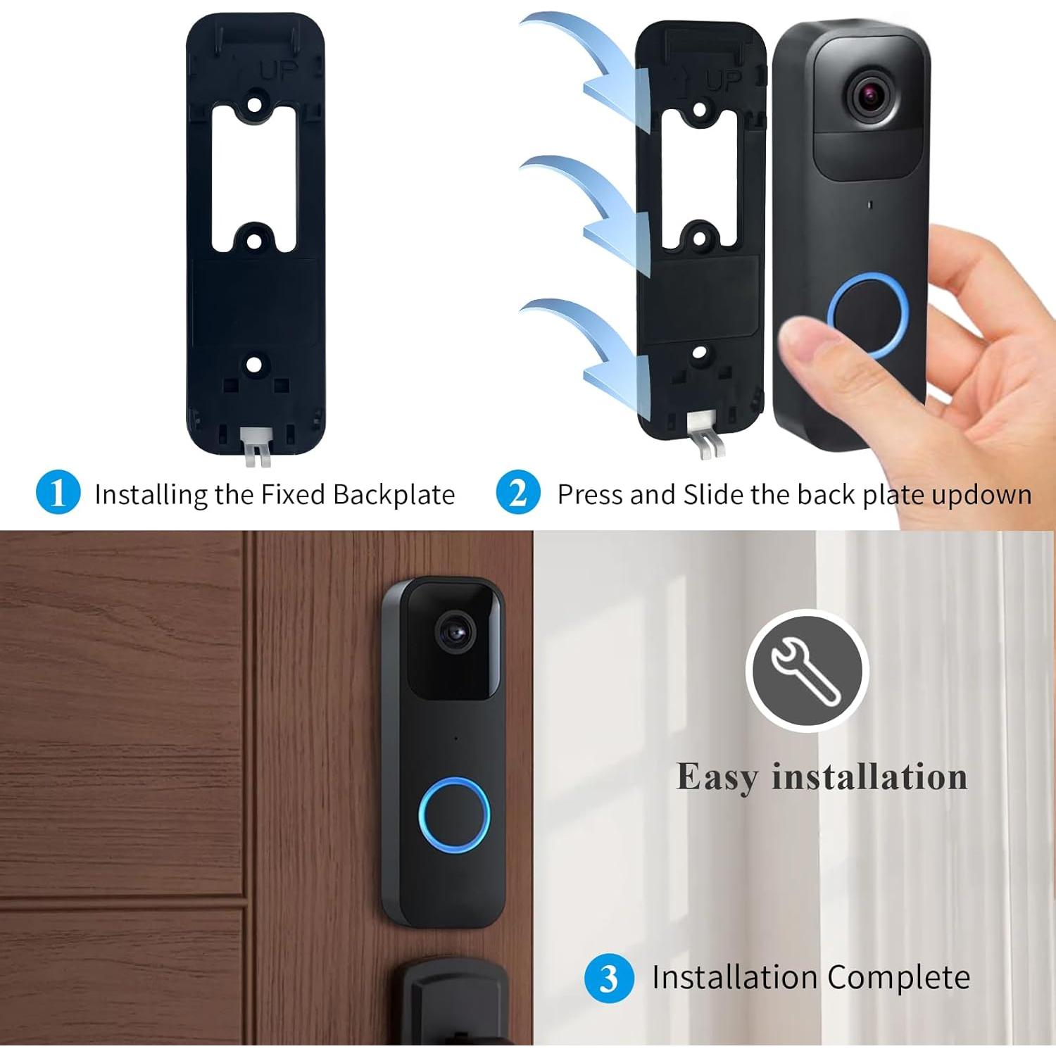 Placa de respaldo para timbre Blink Lolitech 3 agujeros negra