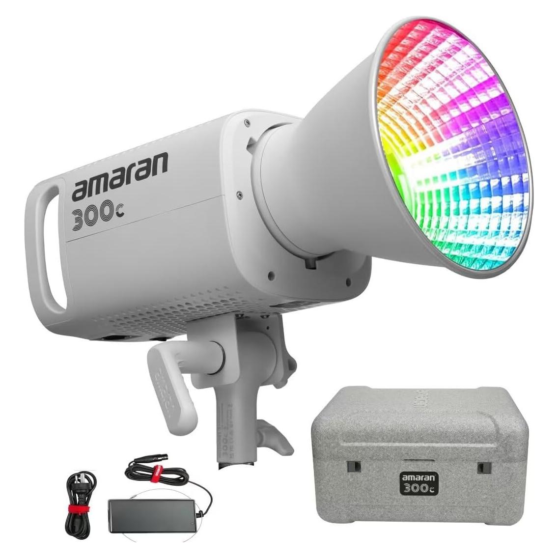 Amaran 300c RGB COB Video Light Bowen Mount,300w Photography Lighting Kit,App Control,2,500K to 7,500K Led Studio Light for Live Streaming,Video Recording,Content Creation,Tiktok (White)