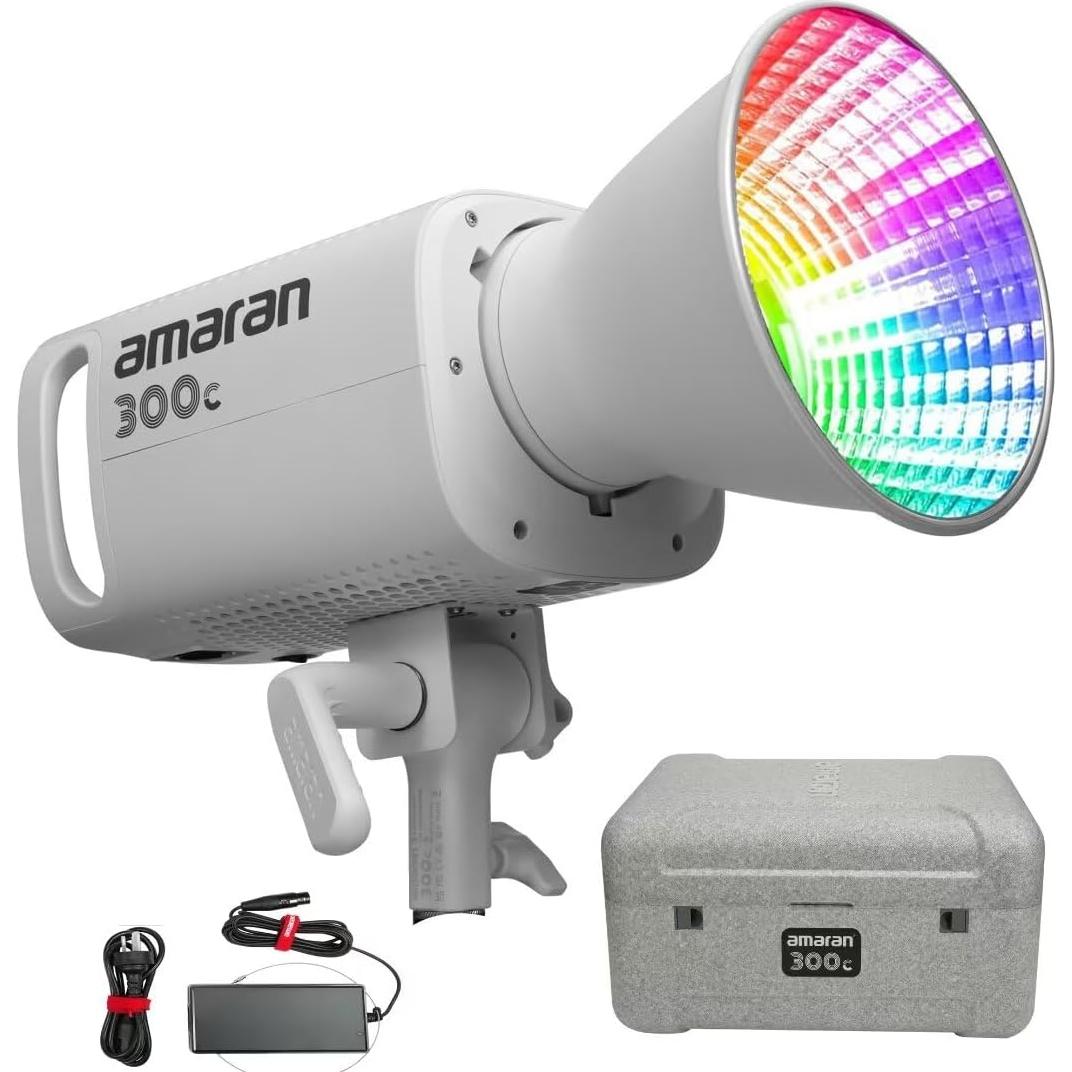 Amaran 300c RGB COB Video Light Bowen Mount,300w Photography Lighting Kit,App Control,2,500K to 7,500K Led Studio Light for Live Streaming,Video Recording,Content Creation,Tiktok (White)