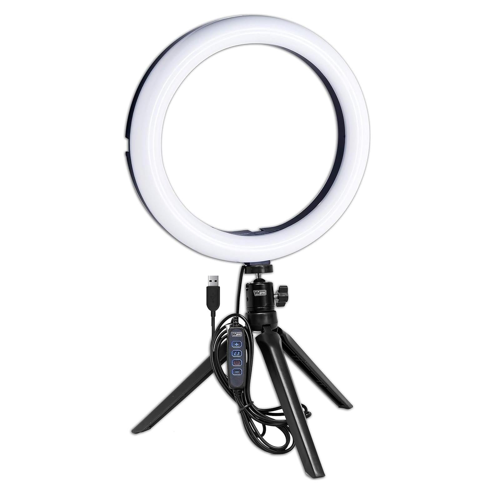 Luz de Anillo LED Vidpro RL-10 25.4 cm con Trípode y USB