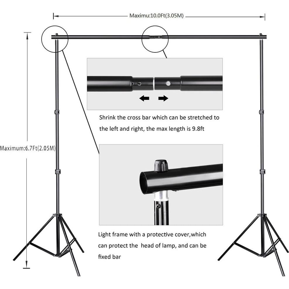 Kit de Soporte para Fondos Fotográficos SLOW DOLPHIN 6.5x10ft