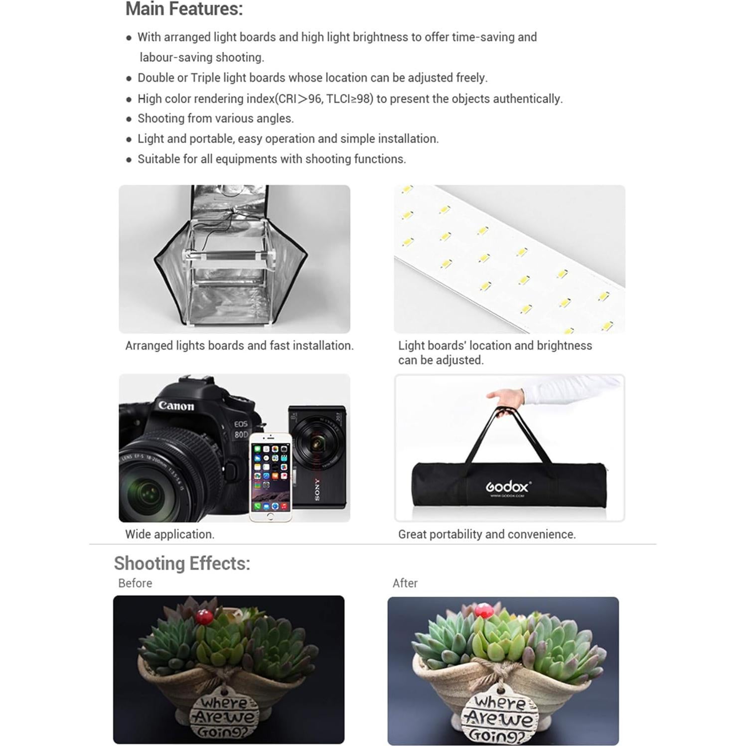 Caja de Estudio Fotográfico LED Godox LST80 80x80 cm