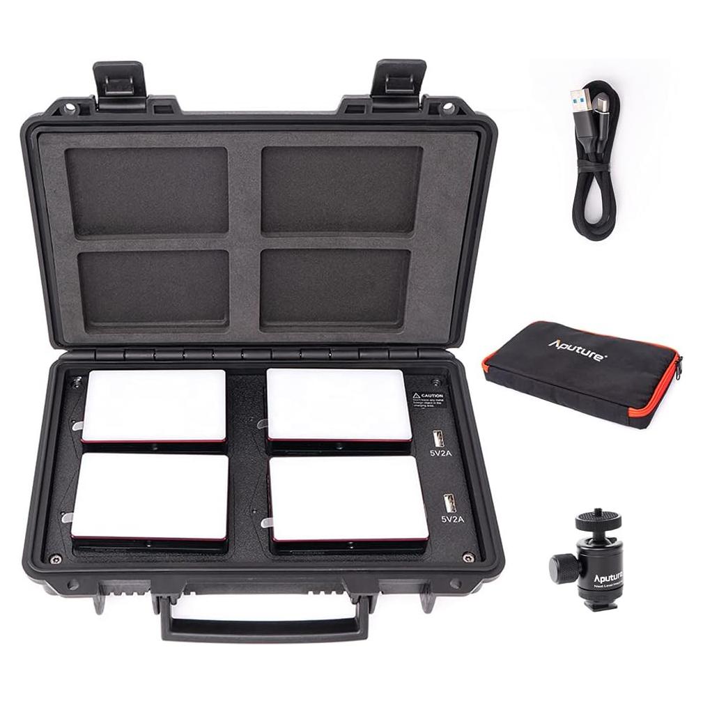 Kit de Viaje Aputure MC - 4 Luces LED RGBWW con Estuche