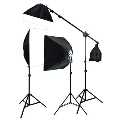 ePhoto 3200 Watt Continuous Photography Video Studio 3 Softbox Boom Stand Digital Video Hair Lighting Kit H604SB2