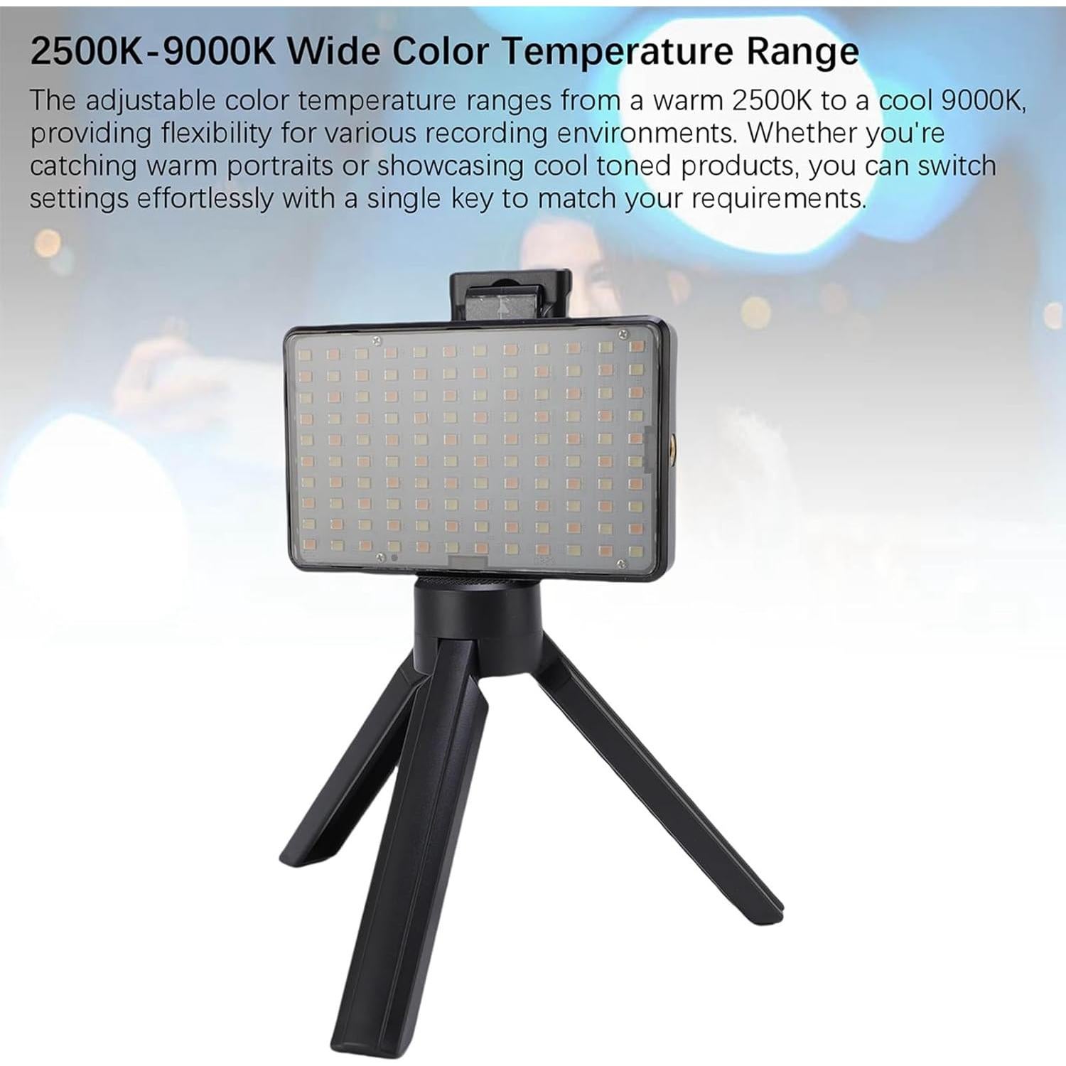 LED Video Light with Adjustable Tripod Stand, 2500K-9000K Dimmable Studio Lighting Kit,120PCS LED Beads USB Photo Lights for Live Streaming