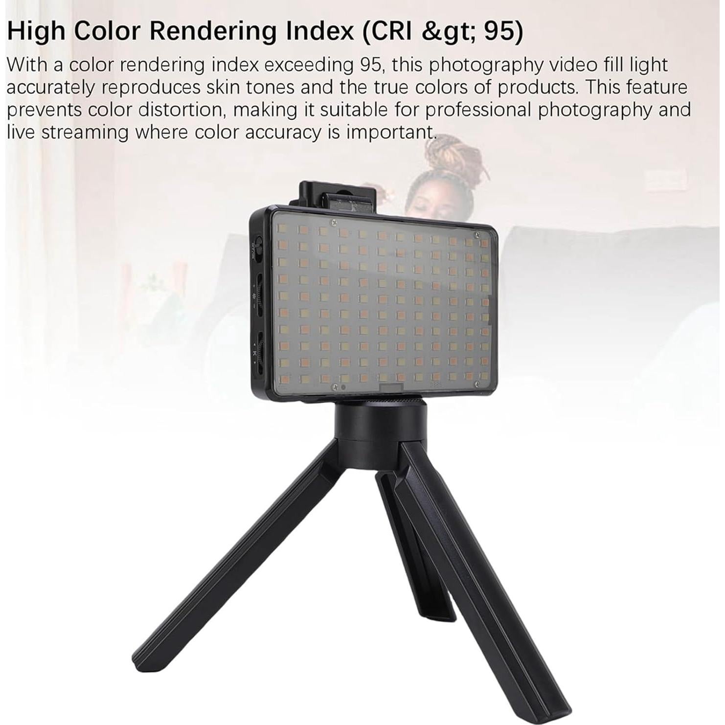 LED Video Light with Adjustable Tripod Stand, 2500K-9000K Dimmable Studio Lighting Kit,120PCS LED Beads USB Photo Lights for Live Streaming