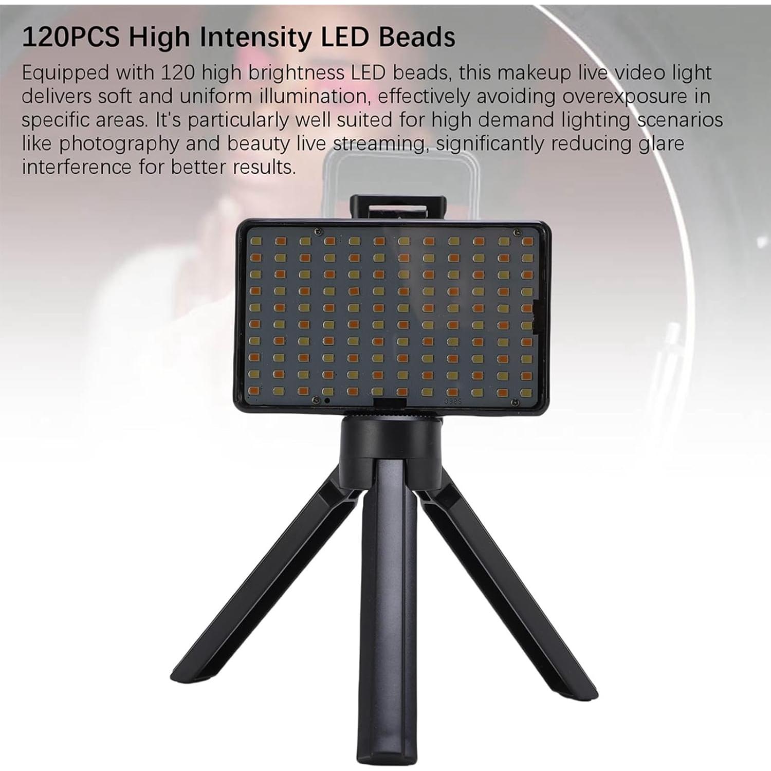 LED Video Light with Adjustable Tripod Stand, 2500K-9000K Dimmable Studio Lighting Kit,120PCS LED Beads USB Photo Lights for Live Streaming