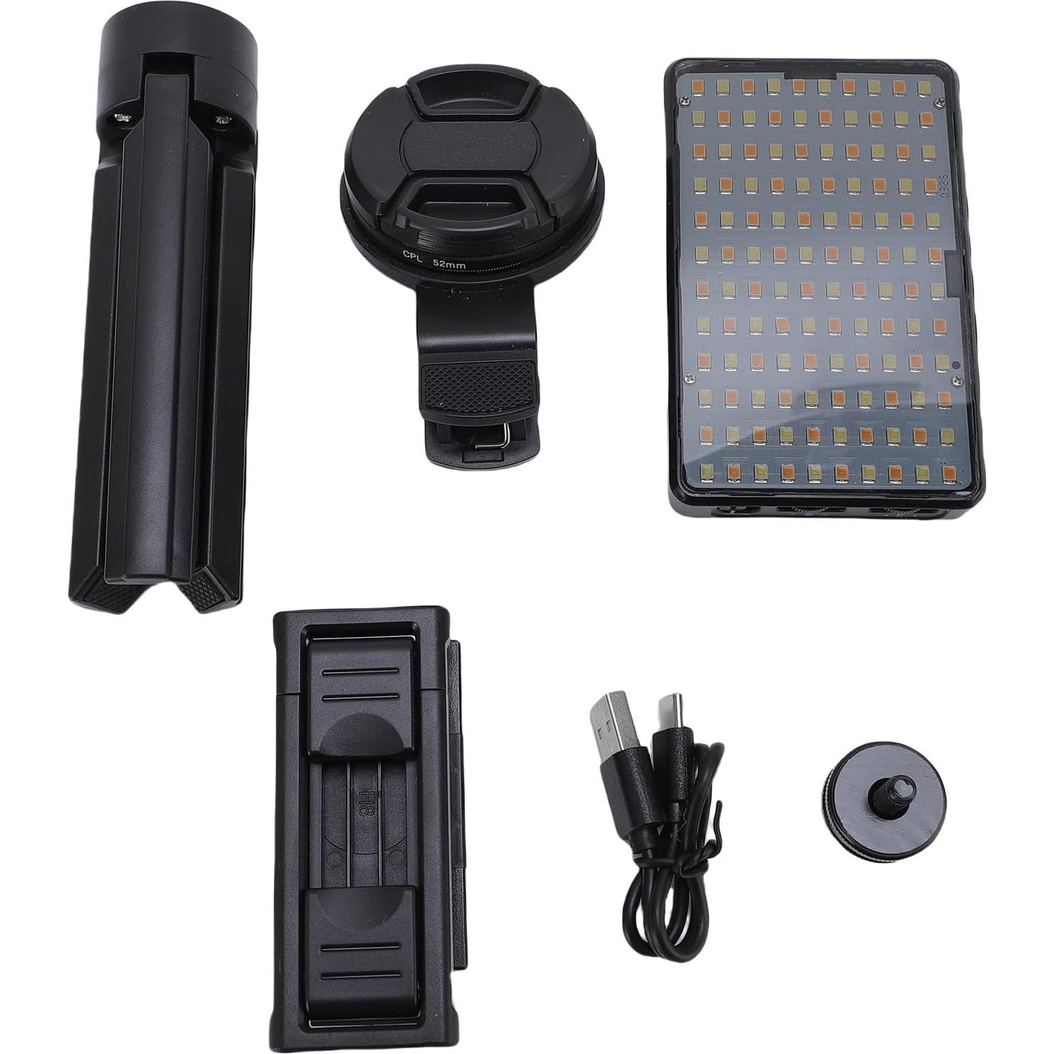 LED Video Light with Adjustable Tripod Stand, 2500K-9000K Dimmable Studio Lighting Kit,120PCS LED Beads USB Photo Lights for Live Streaming