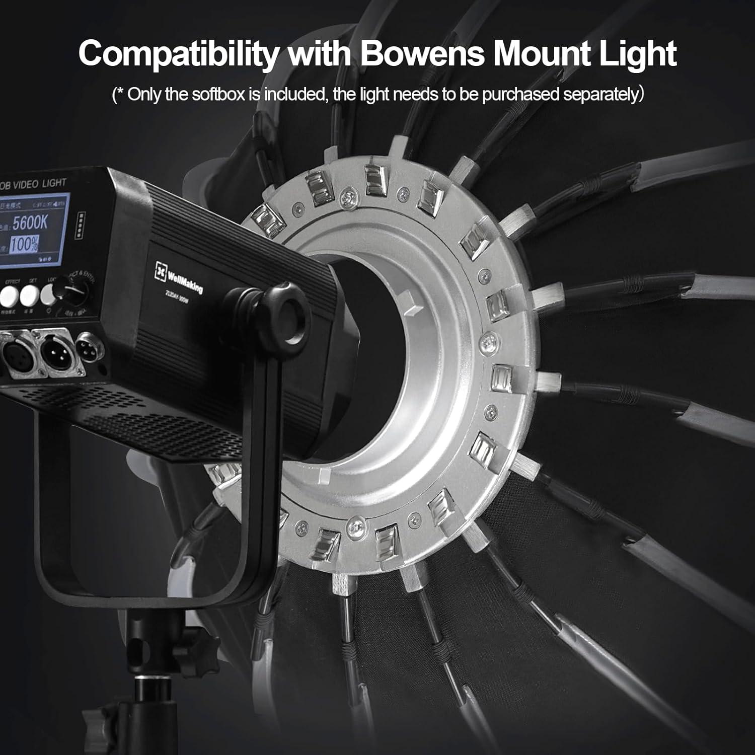 Softbox Parabólico 120cm WELLMAKING con Difusores y Rejilla