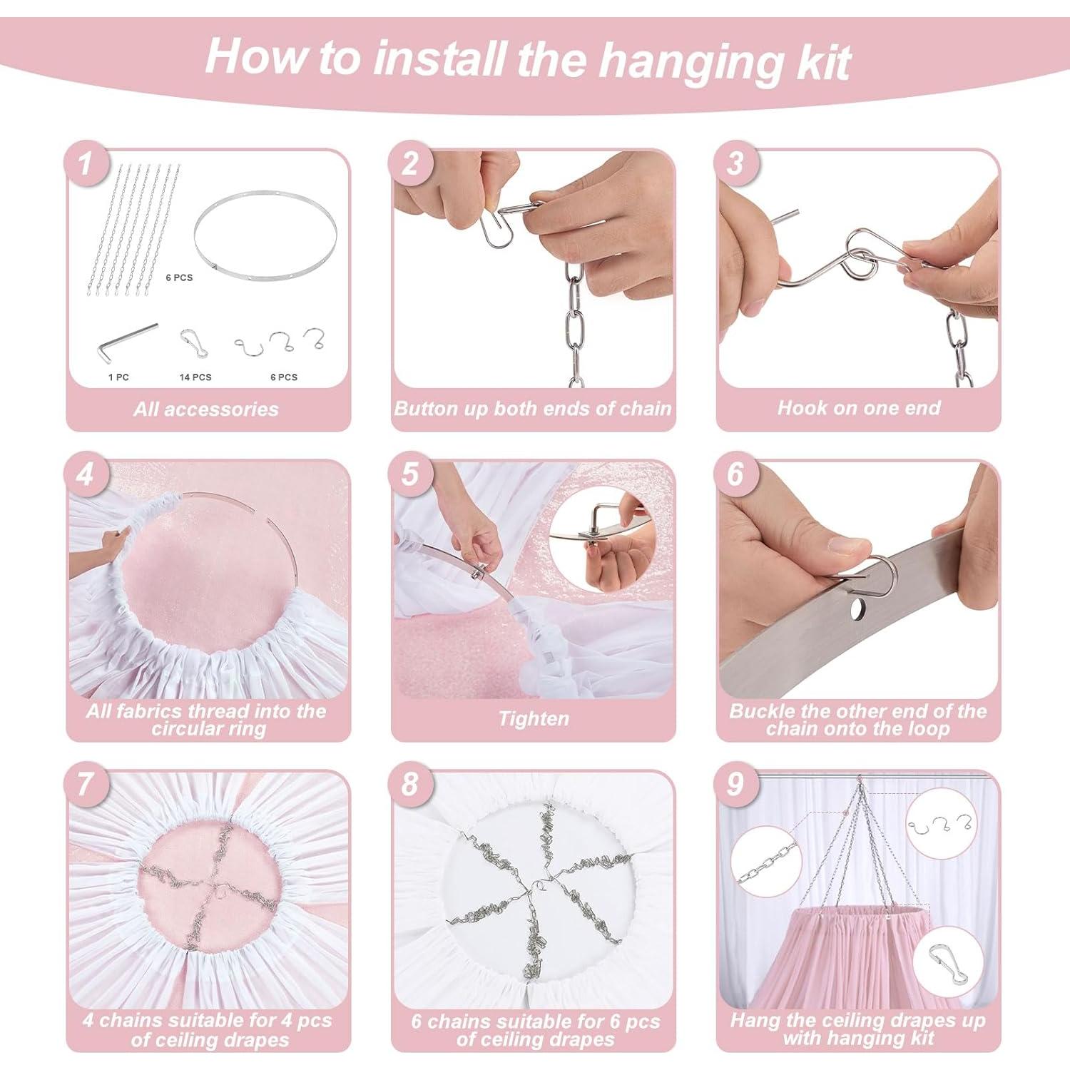 Kit de Colgantes de Cortinas de Techo PakiInno 60.96 cm Plateado