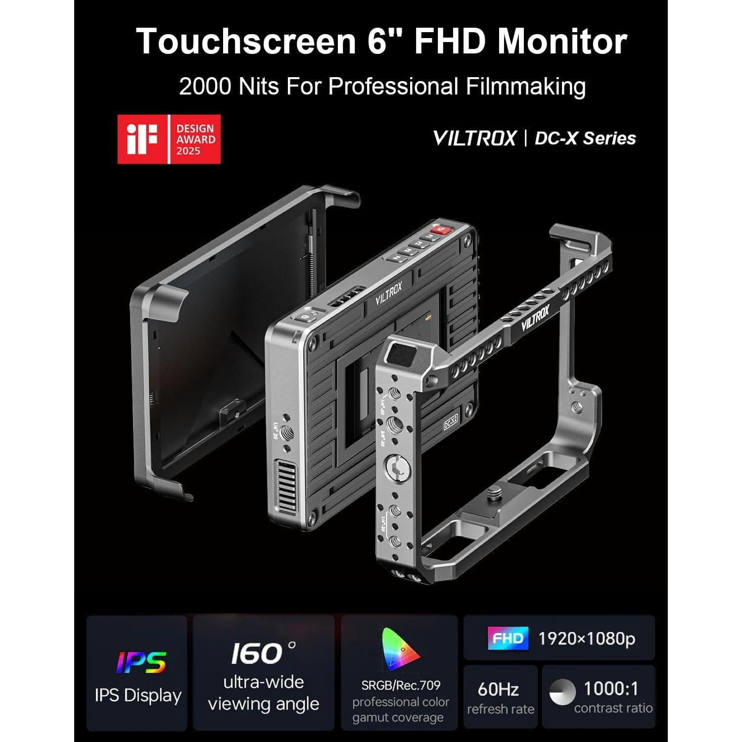 Monitor de Campo Viltrox DC-X2 6" FHD 2000 Nits Táctil