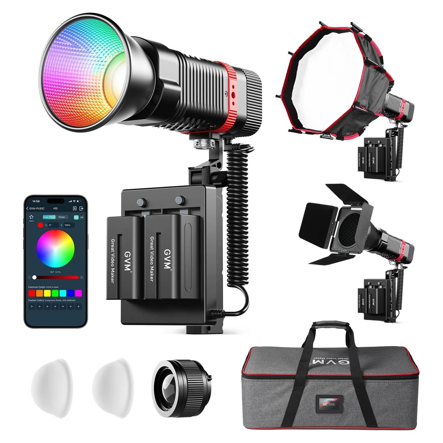 Kit de Luz de Video RGB GVM PL60C - 3 Luces LED Portátiles