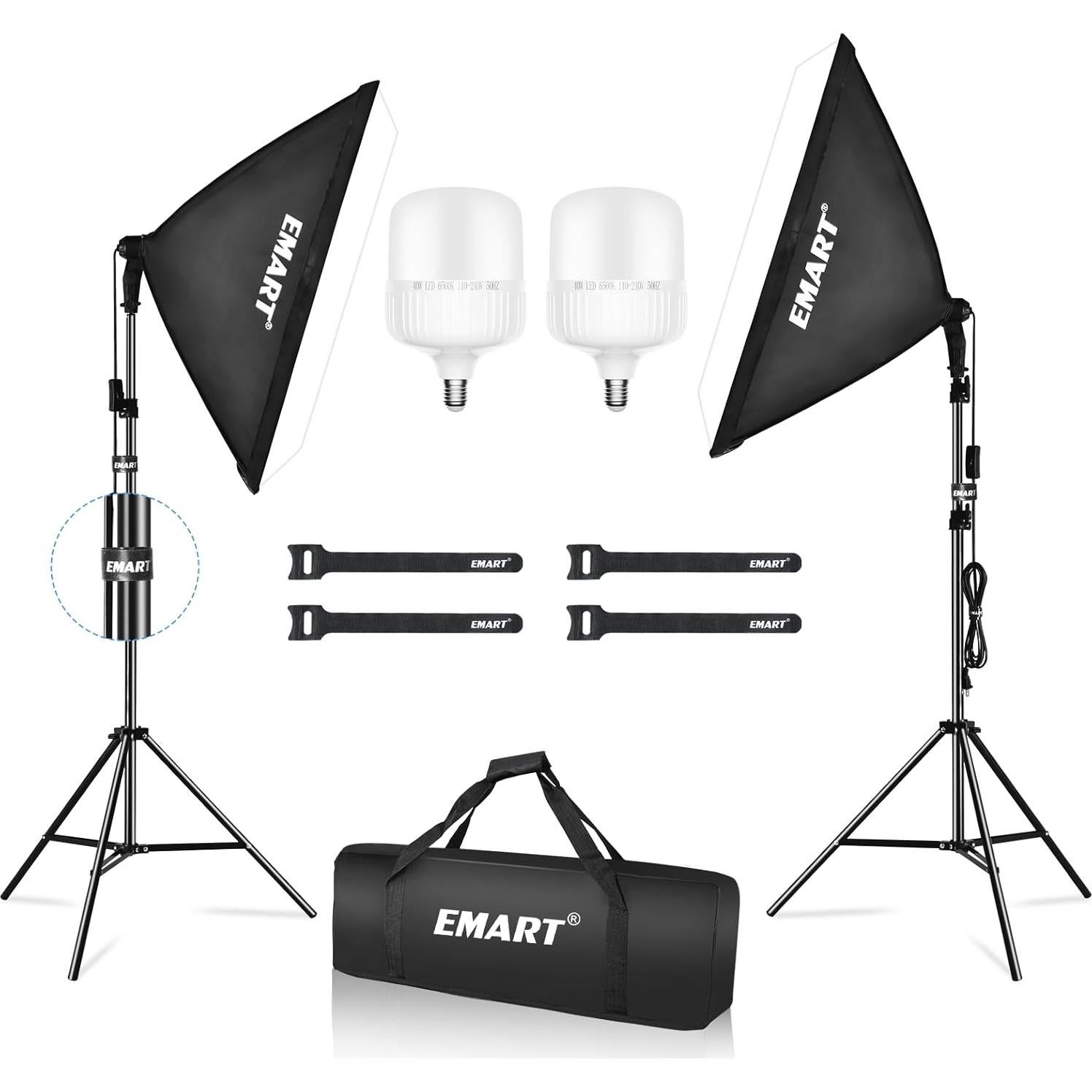 Kit de Soporte de Fondo Ajustable EMART 10x7ft con Iluminación