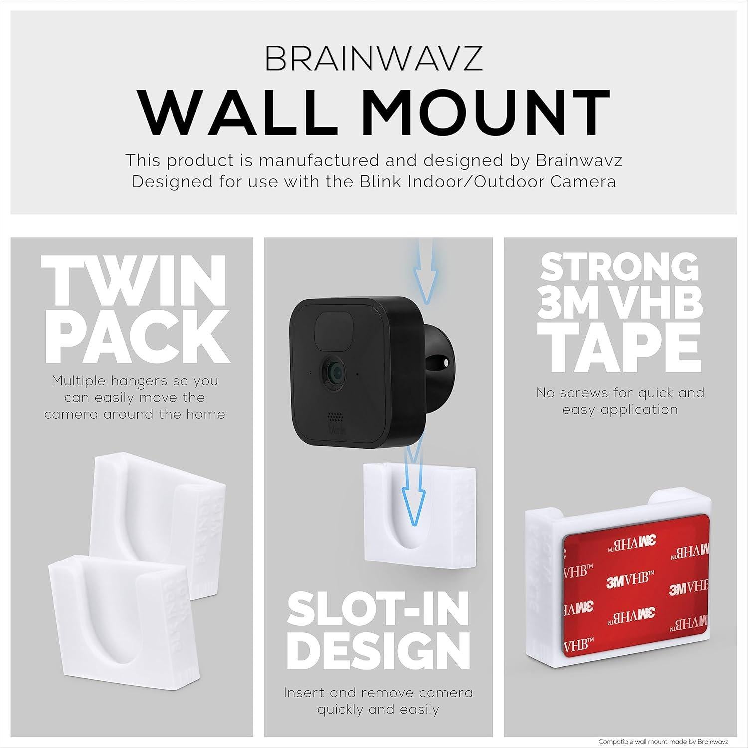 Soporte Adhesivo BRAINWAVZ para Cámara Blink 2 Paquetes
