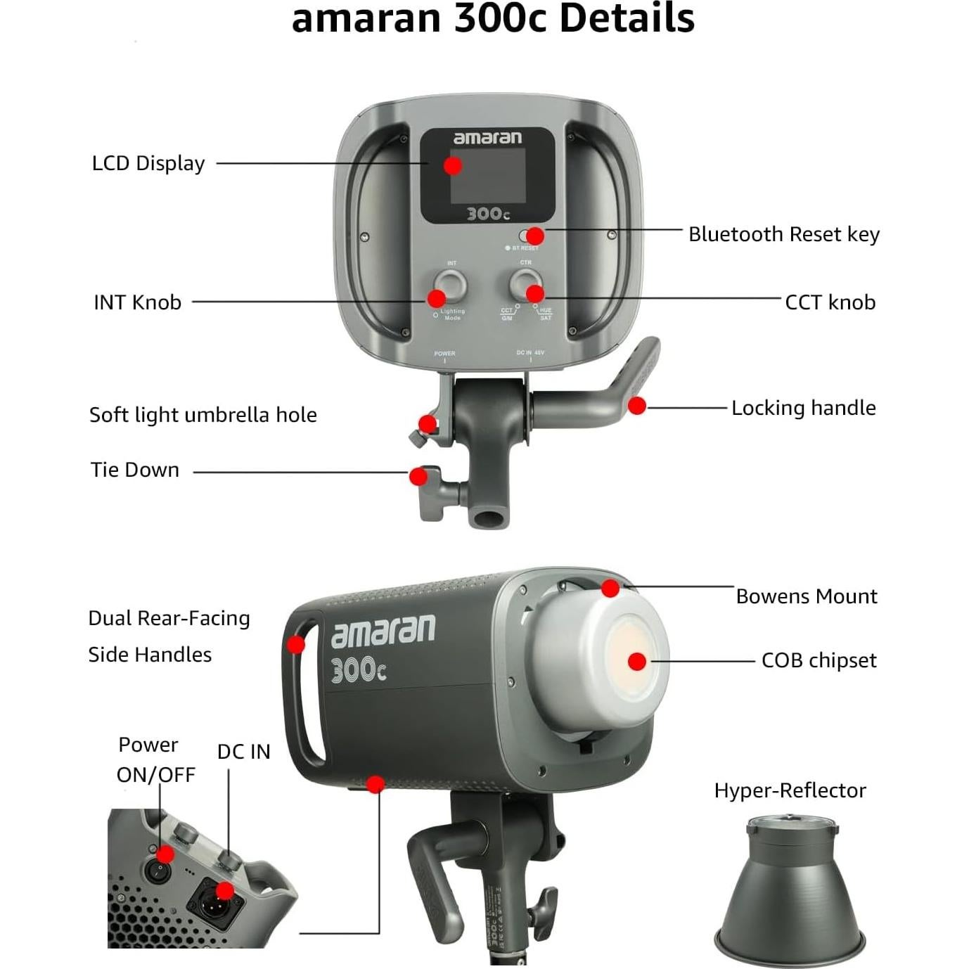 Luz de Video LED RGB Aputure amaran 300c 2500K-7500K