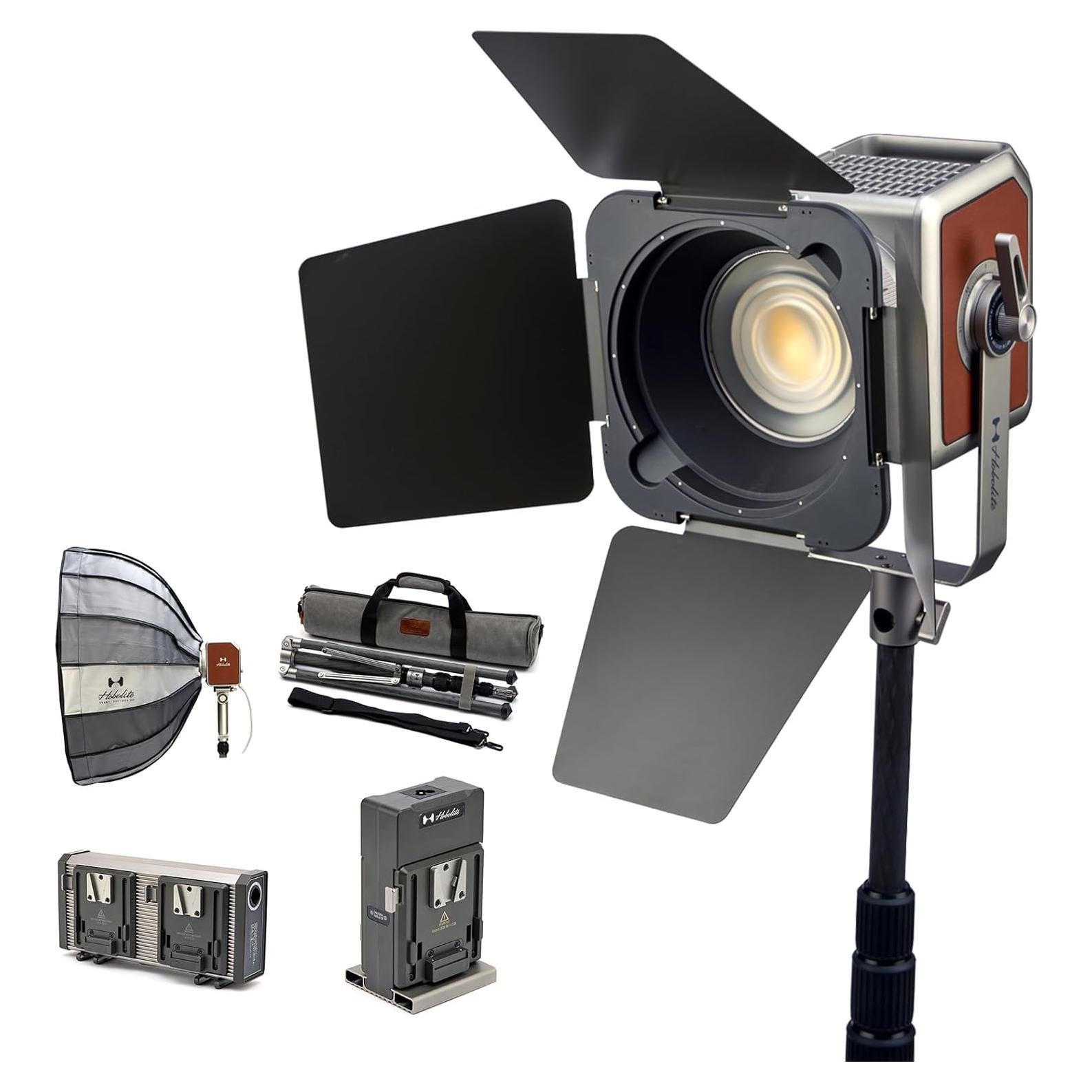 Pro Photography Lighting Creator Kit, 300W LED Studio Light with Detachable LCD Control, Barndoor, Softbox, Carbon Fiber Tripod, CRI/TLCI 96+, 2700-6500K, AC/DC Power