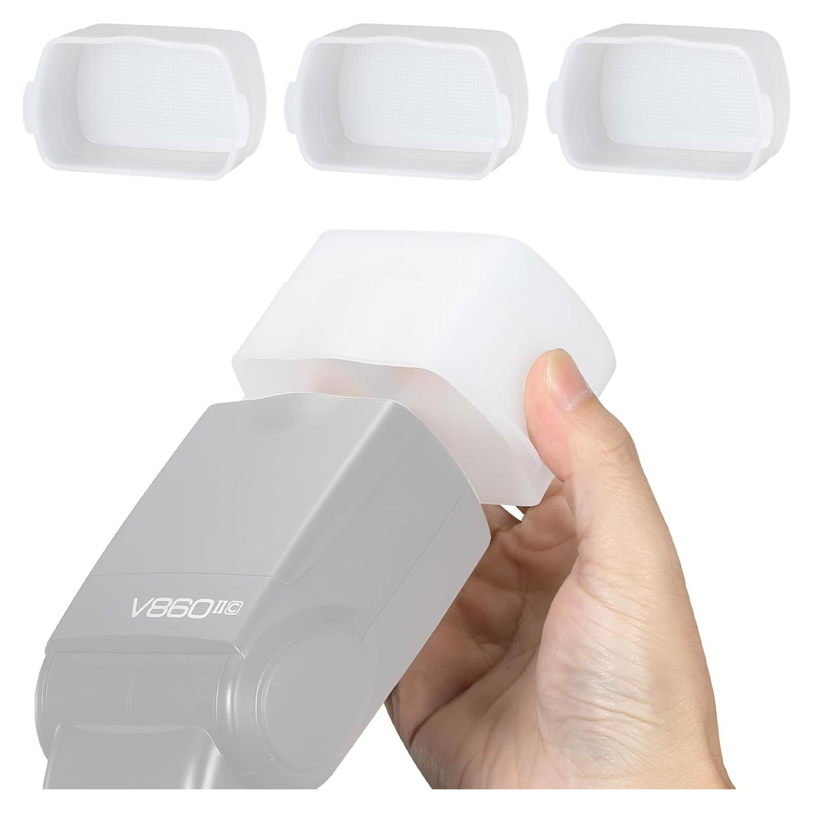 Soonpho 3Pcs Flash Diffuser, White Bounce Light Diffuser Kit Compatible for Godox, Canon, Nikon, Sony, Olympus, Fuji Hot-Shoe Mount Camera Speedlight