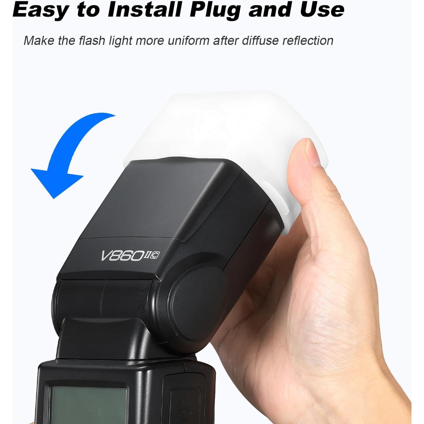 Soonpho 3Pcs Flash Diffuser, White Bounce Light Diffuser Kit Compatible for Godox, Canon, Nikon, Sony, Olympus, Fuji Hot-Shoe Mount Camera Speedlight