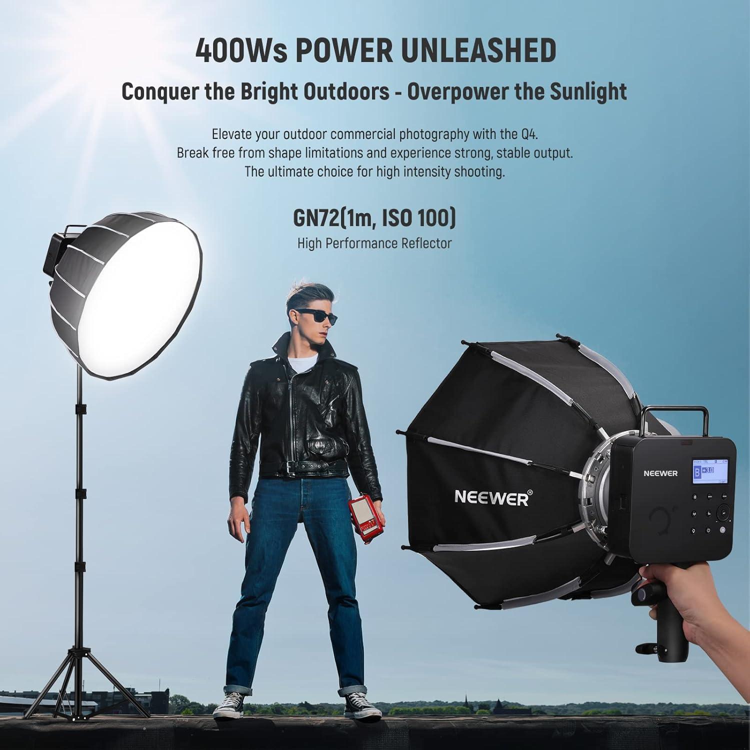 NEEWER 700W Equivalent Softbox Lighting Kit with Q4 400Ws 2.4G TTL Outdoor Studio Flash Strobe, Photography Continuous Lighting Kit for Photo Video Shooting