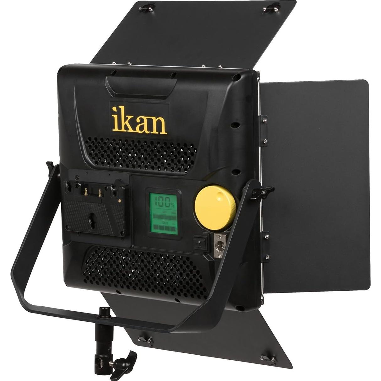 Ikan Lyra (3X) Daylight 5600K Soft Panel LED (3) 1 x 1 Studio Lighting Kit with Gold & V-Mount Battery Plate, Barndoors, Stands and Case Included (LW10-3PT-KIT) - Black