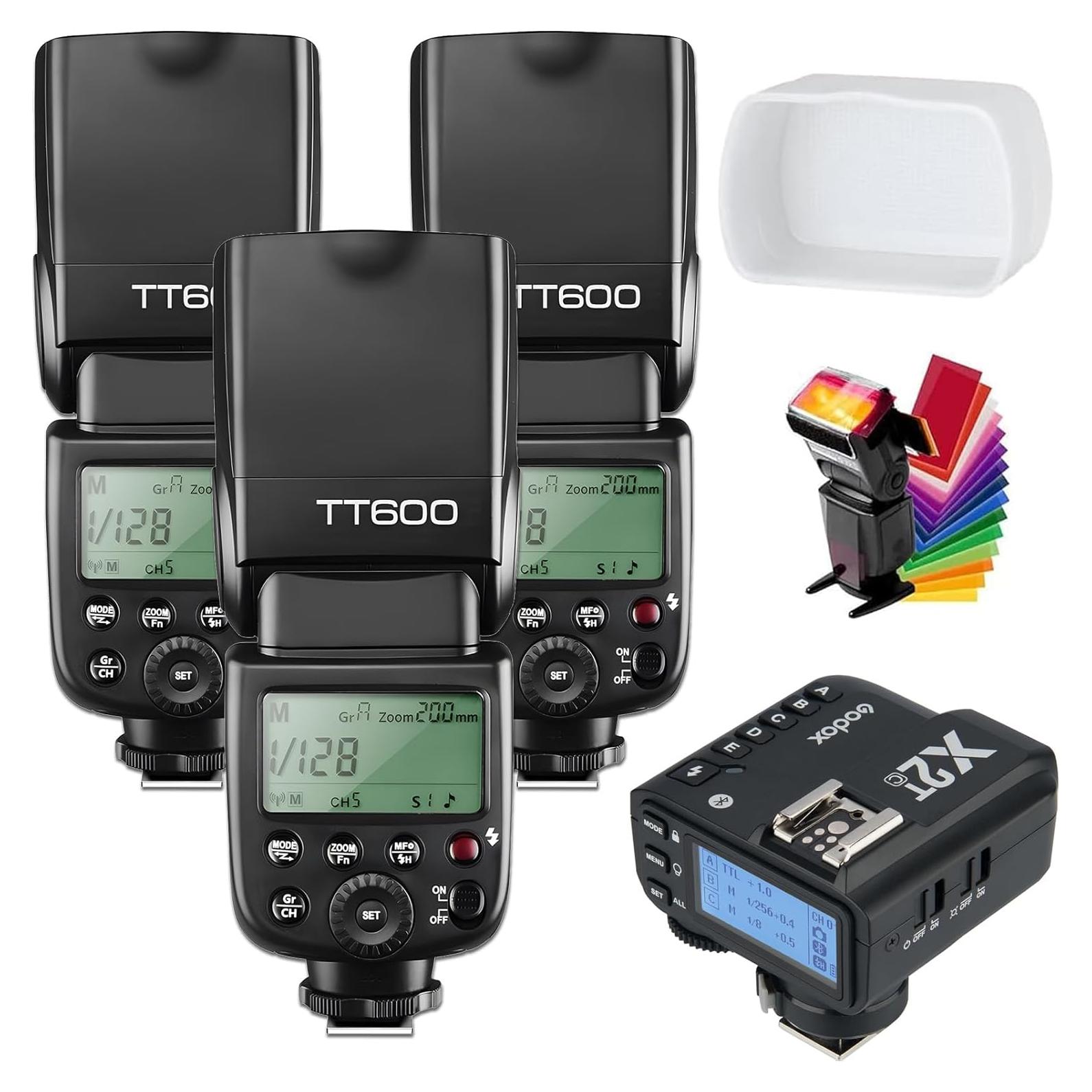 Kit de Flash Godox TT600 3PCS con Transmisor X2T-C para Canon