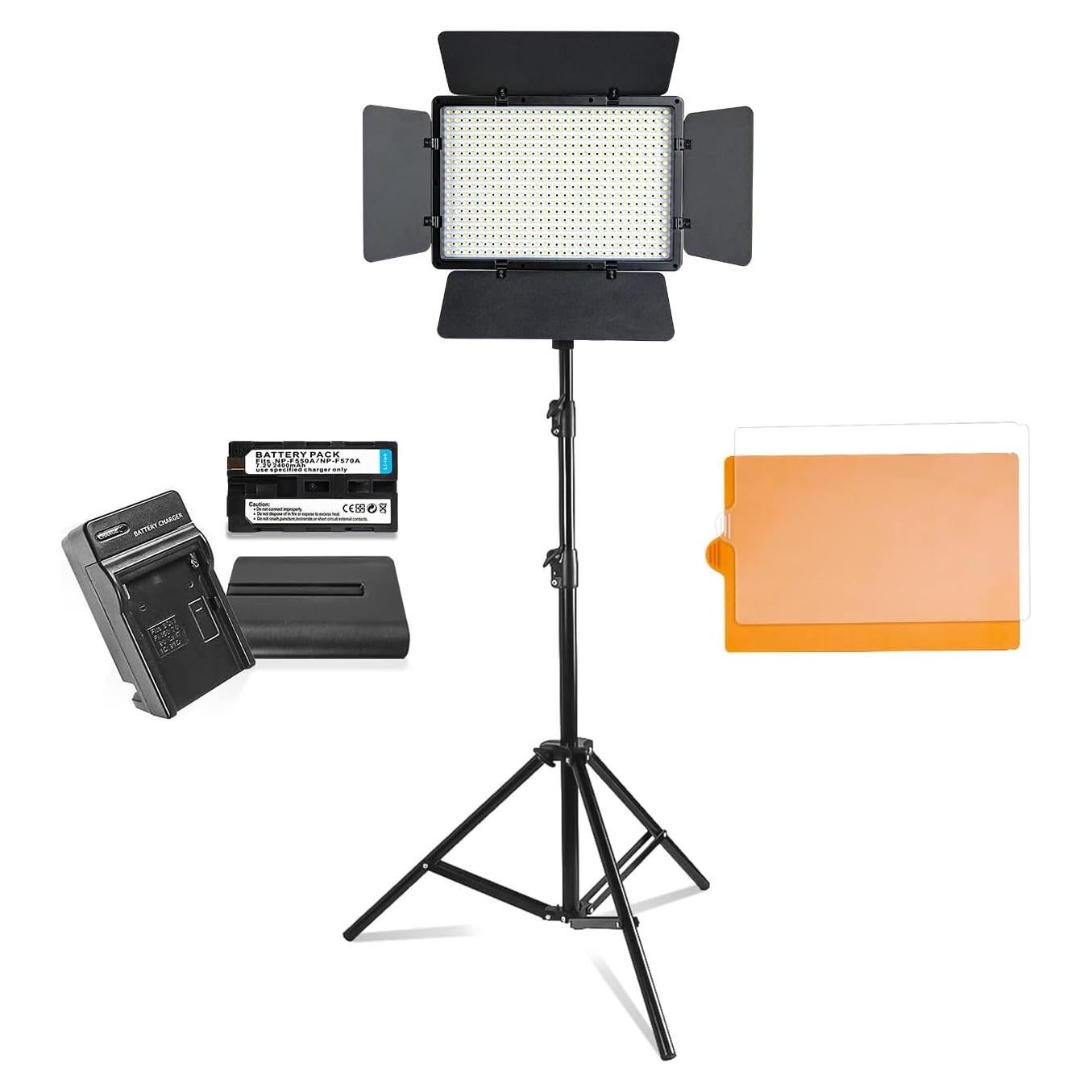 Luz Dimmable Bi-Color LED LimoStudio 504 con Soporte 198 cm