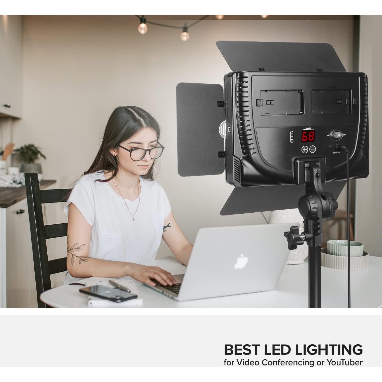 Luz Dimmable Bi-Color LED LimoStudio 504 con Soporte 198 cm