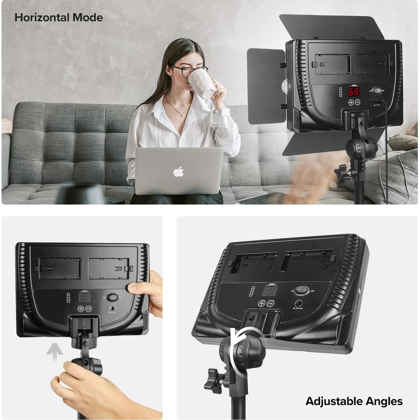 Luz Dimmable Bi-Color LED LimoStudio 504 con Soporte 198 cm