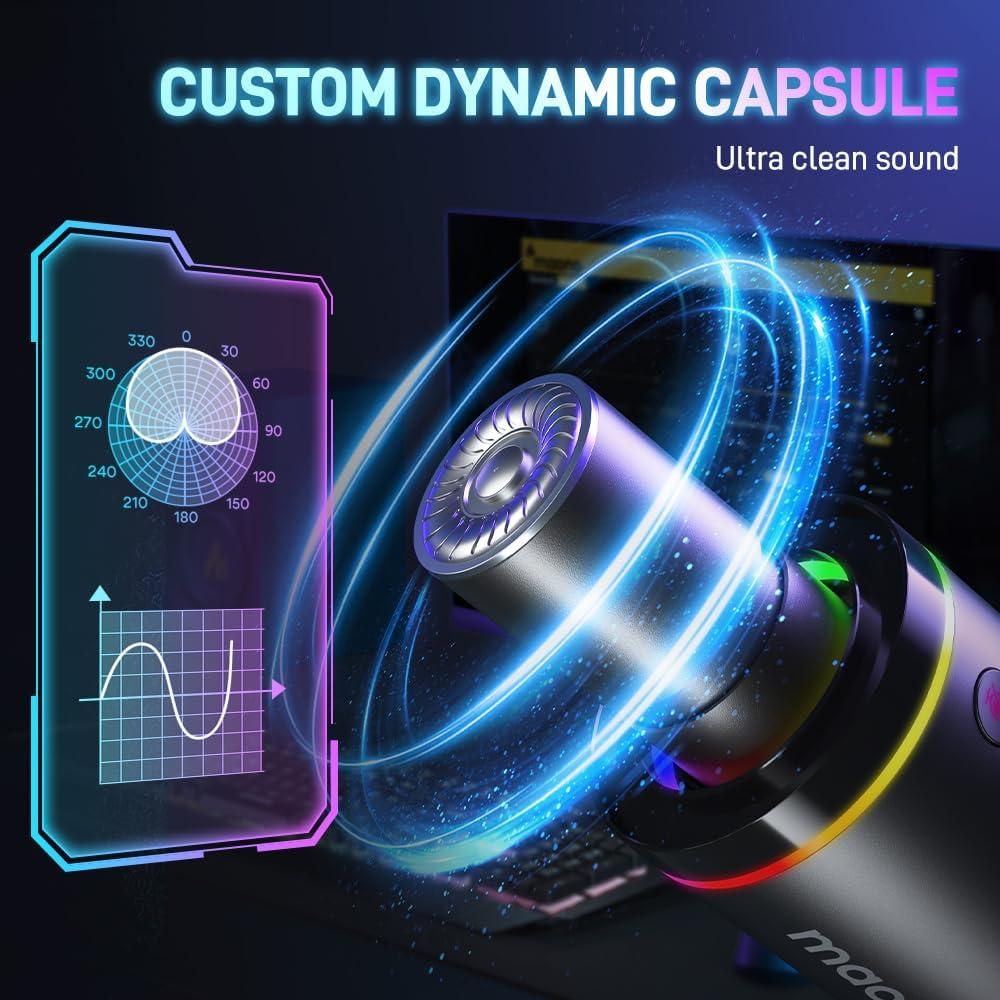 Micrófono Dinámico MAONO PD200X USB/XLR con RGB y Brazo