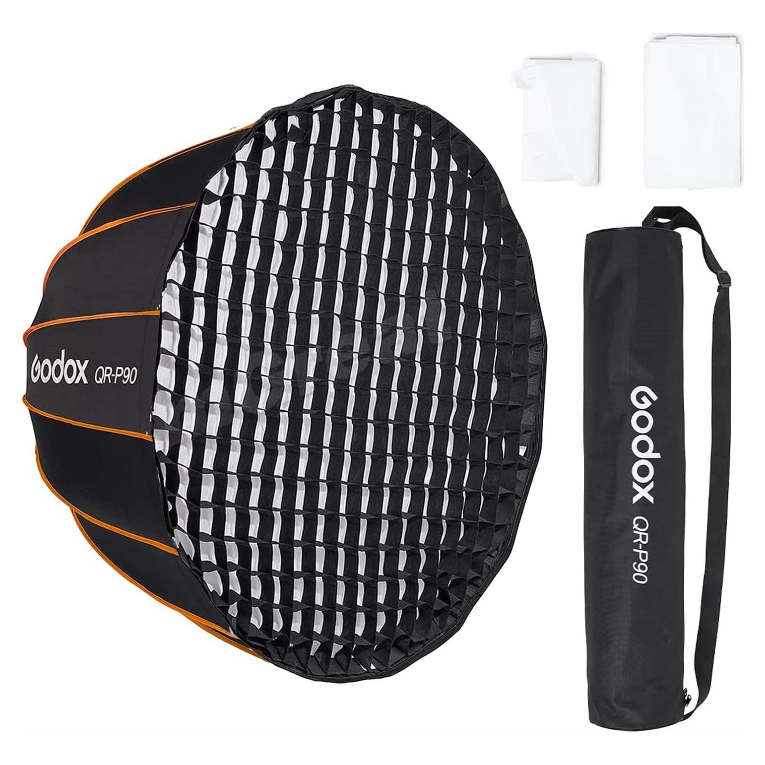 Softbox Parabólico Godox QR-P90 90cm con Difusor y Rejilla