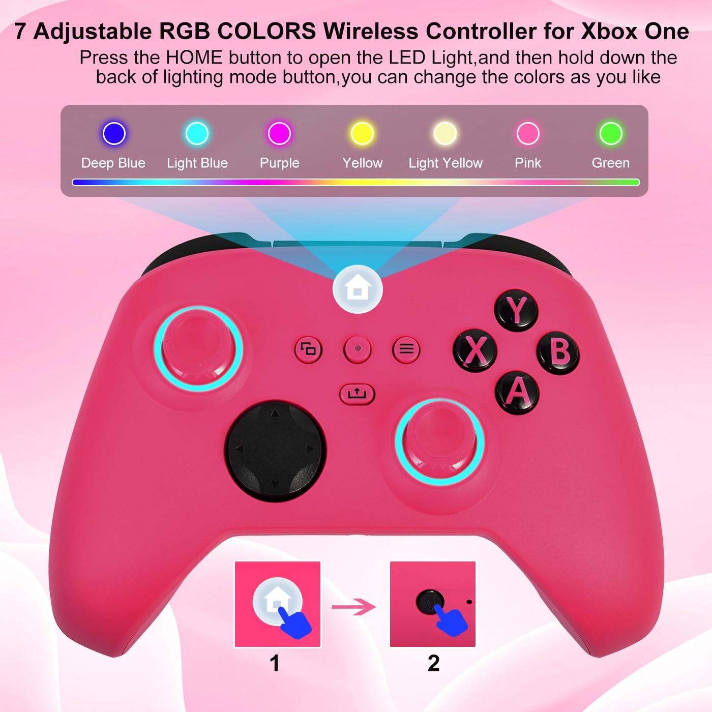 Controlador Inalámbrico Xbox One TBZAN Rosa LED RGB