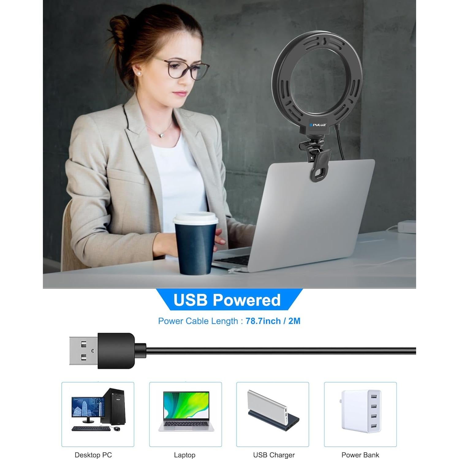 Kit de Iluminación LED PULUZ 4.7" para Videoconferencias