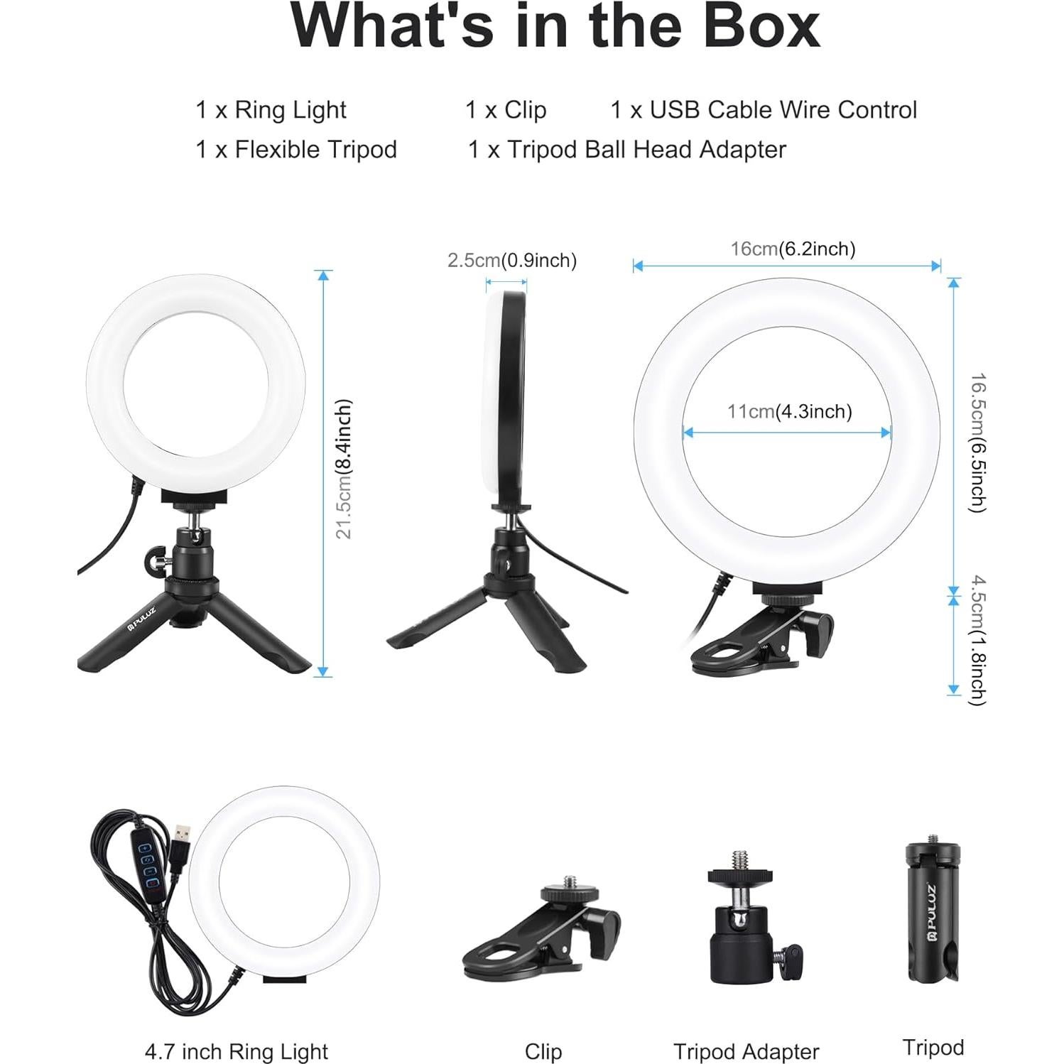 Kit de Iluminación LED PULUZ 4.7" para Videoconferencias