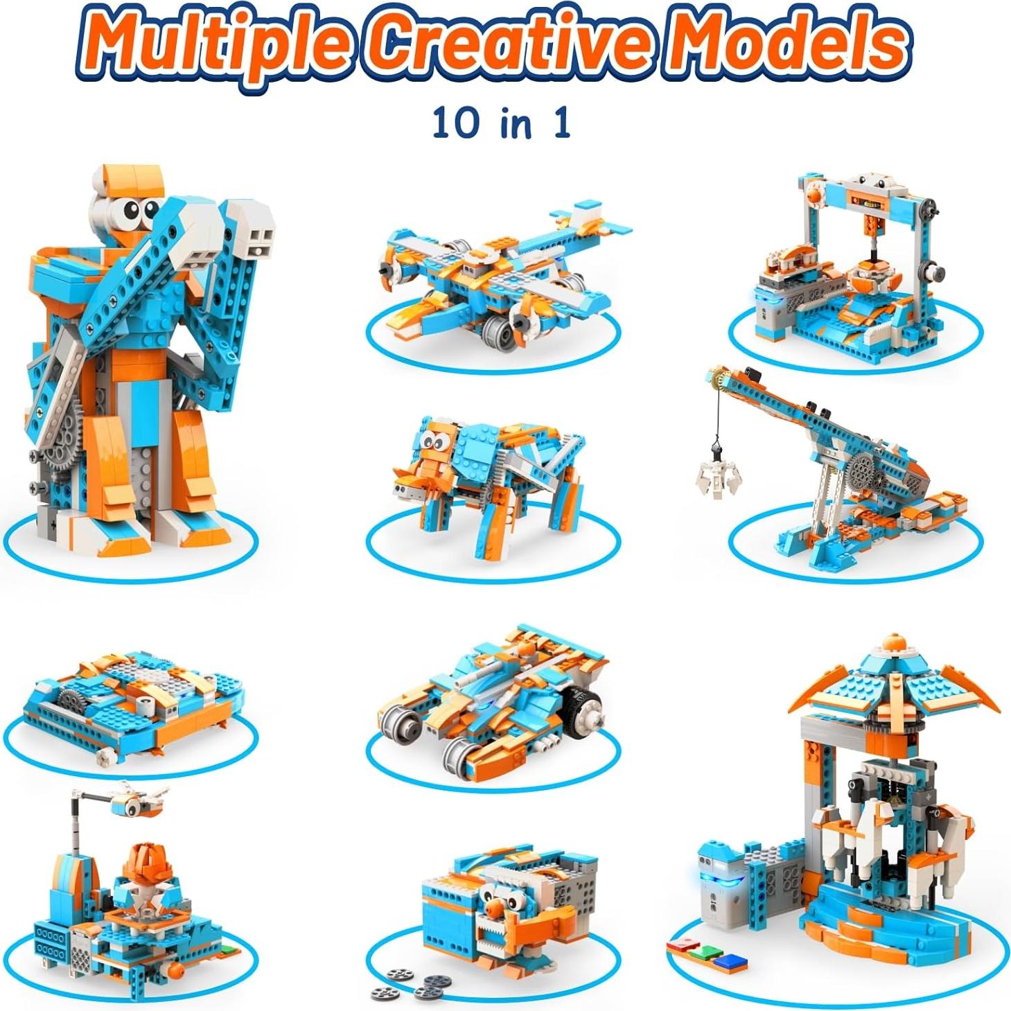 Robot S Robot Building Kit, 10 in 1 Programmable APP RC Robot/Car Robotics Coding Kit, STEM Projects Educational Birthday Gifts for Boys Girls Kids Aged 7-12 (389 Pcs)