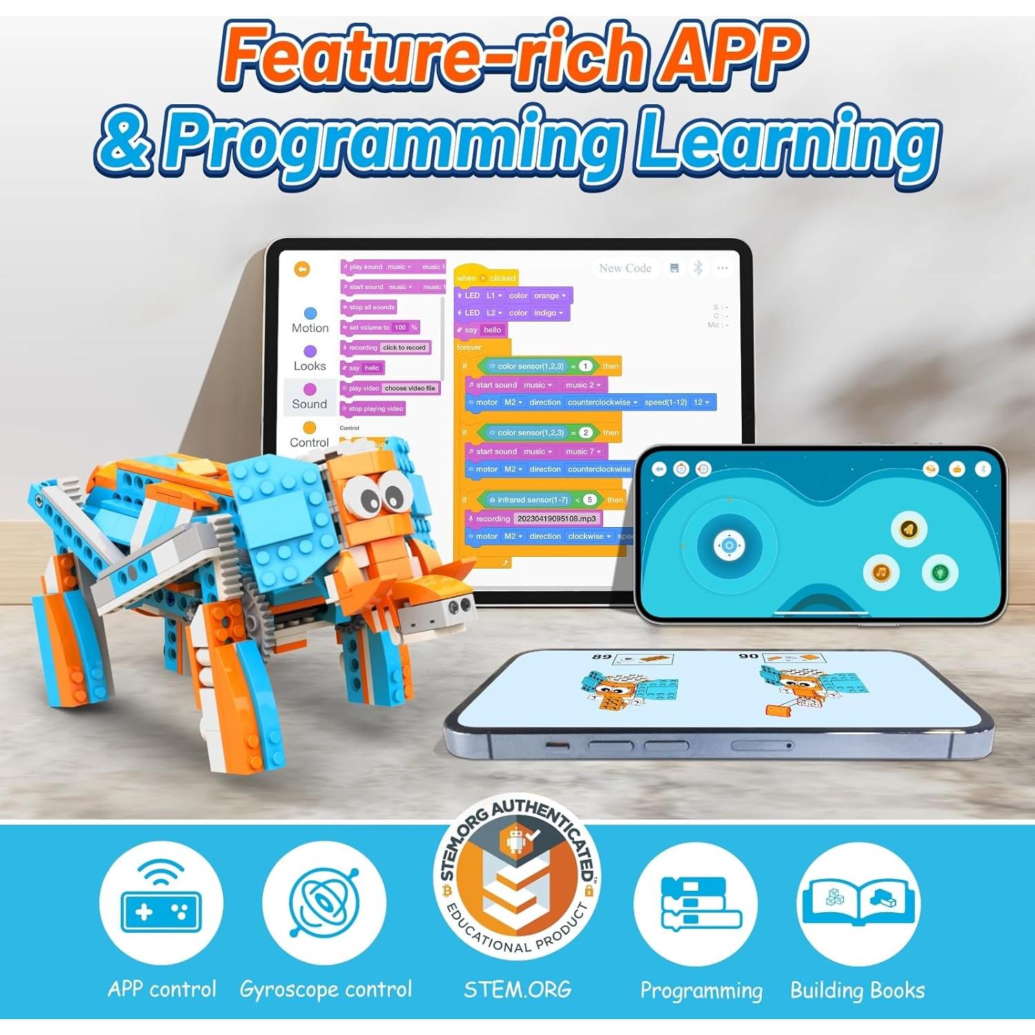 Robot S Robot Building Kit, 10 in 1 Programmable APP RC Robot/Car Robotics Coding Kit, STEM Projects Educational Birthday Gifts for Boys Girls Kids Aged 7-12 (389 Pcs)