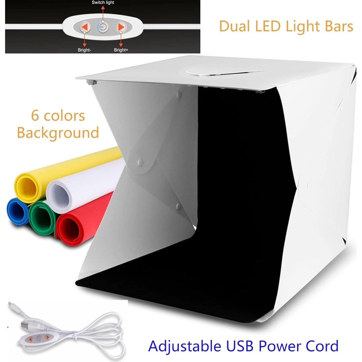 Portable LED Panels Folding Light Box Photography Photo Studio Softbox Lighting Kit Light Box for Digital DSLR Camera Light Tents for Photography