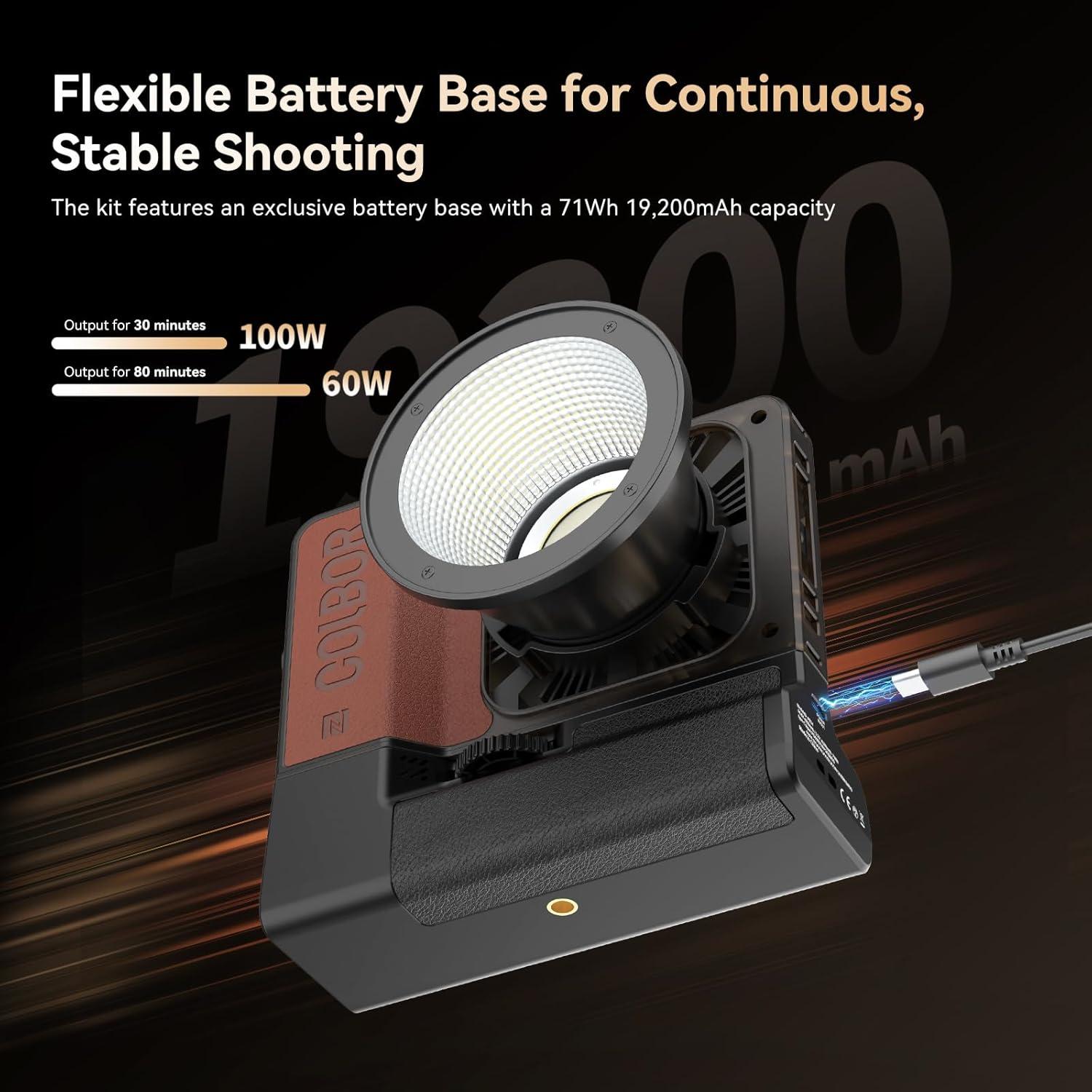 Kit de Luz LED Bi-Color Colbor W100R RGB 100W con Batería