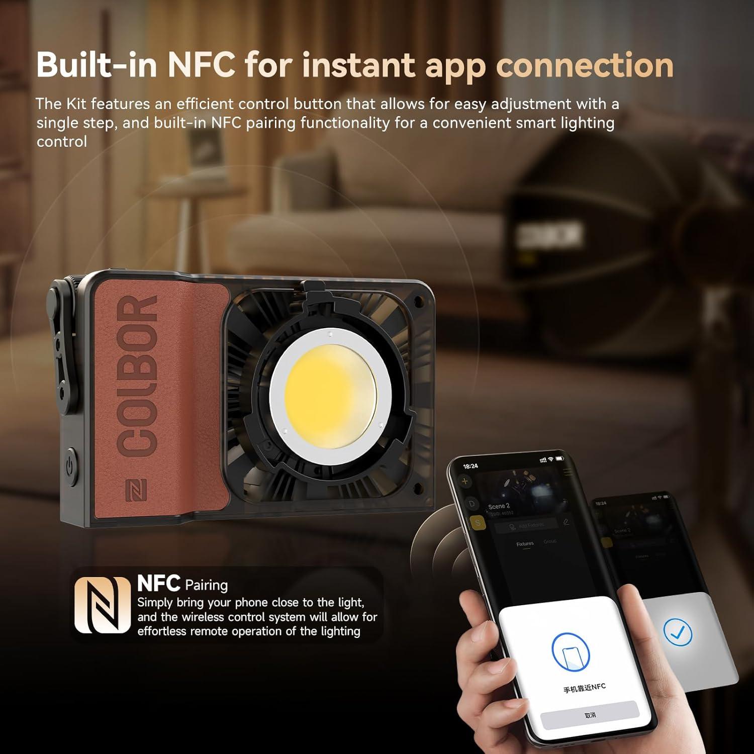 Kit de Luz LED Bi-Color Colbor W100R RGB 100W con Batería