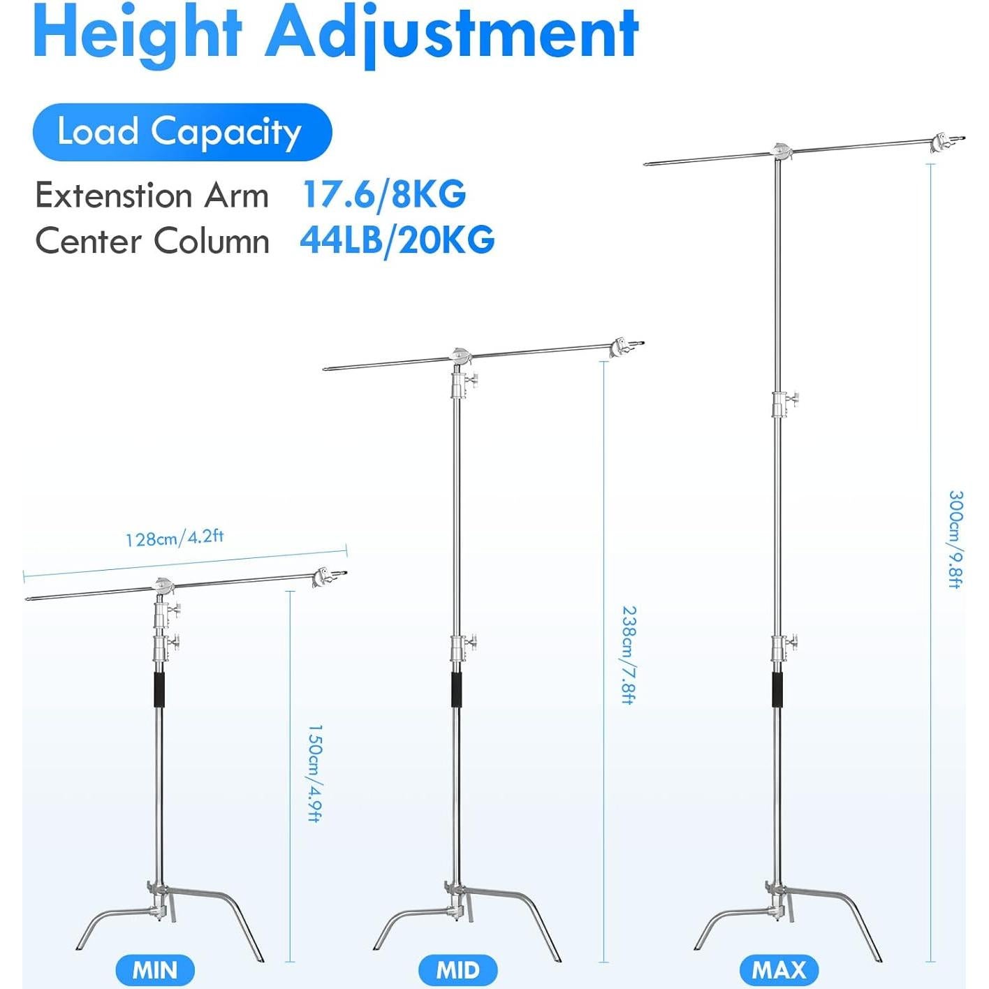 Soporte C Ajustable EMART 2 Paquete 300cm Acero Inoxidable