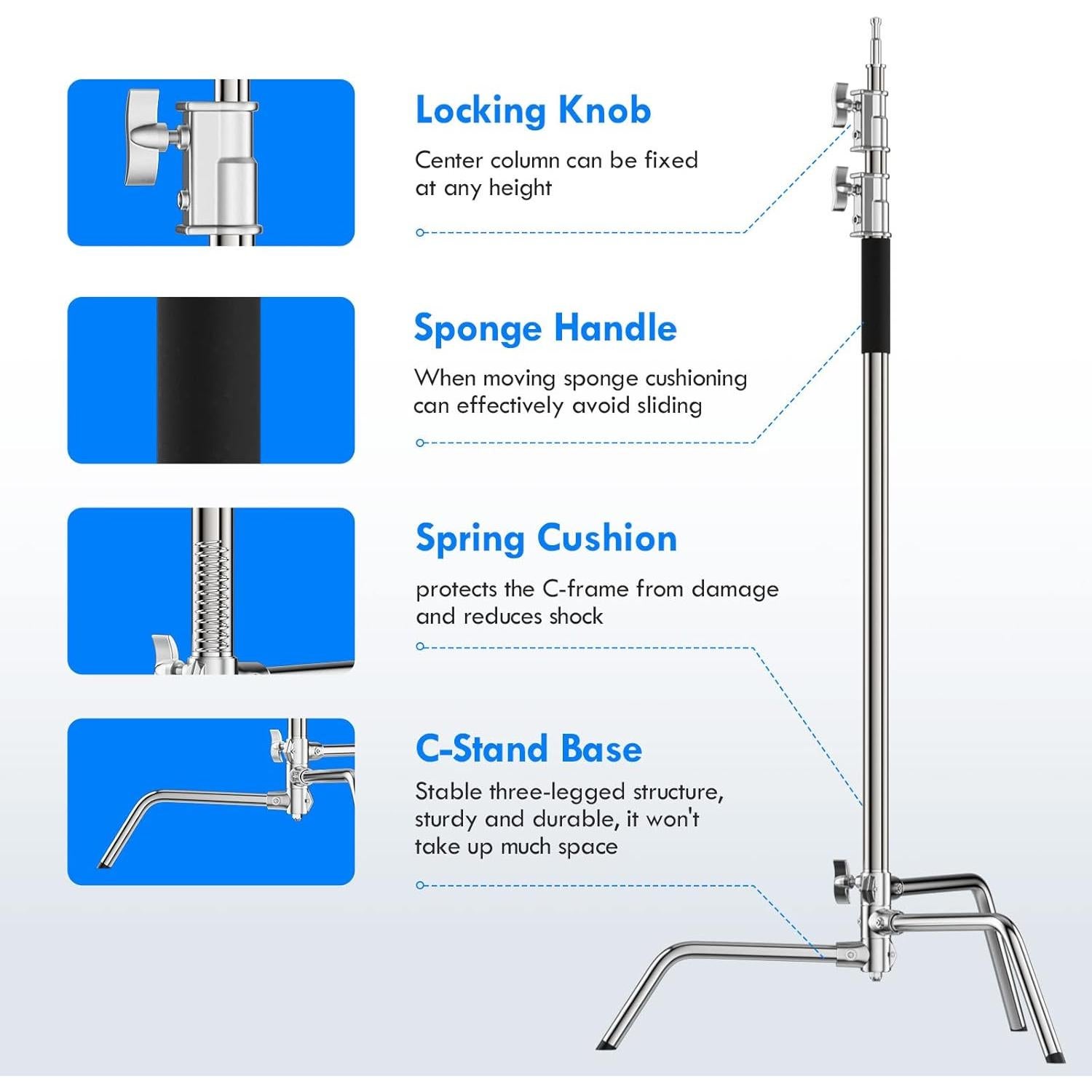 Soporte C Ajustable EMART 2 Paquete 300cm Acero Inoxidable