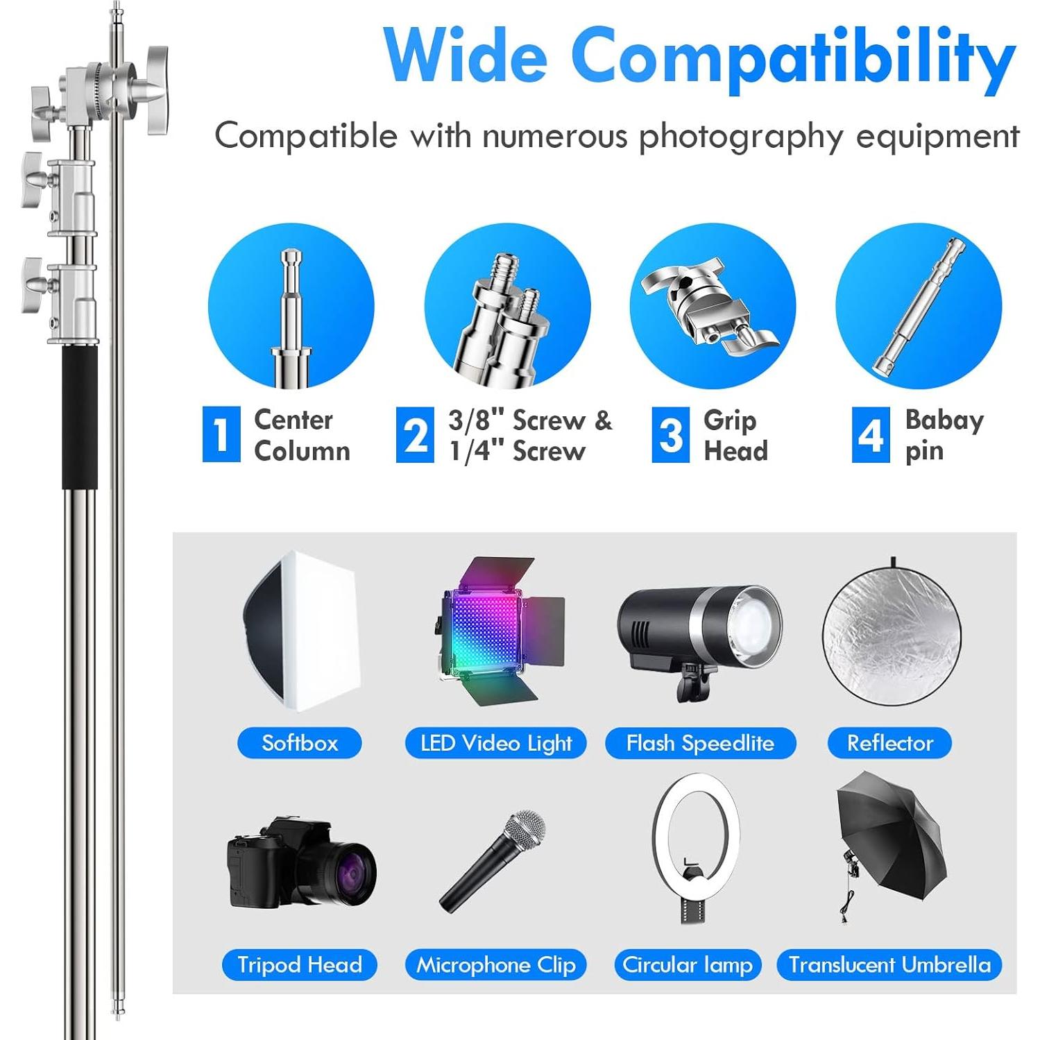 Soporte C Ajustable EMART 2 Paquete 300cm Acero Inoxidable