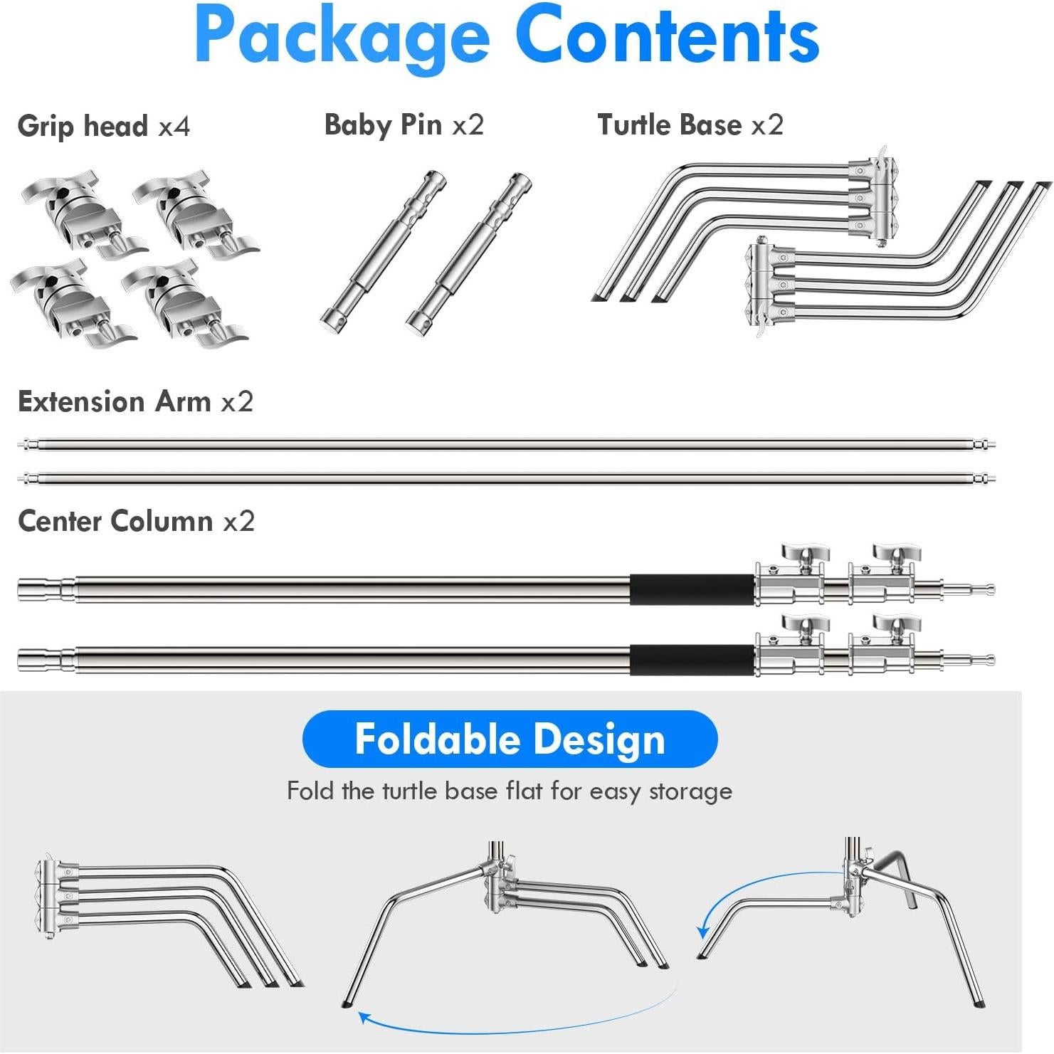 Soporte C Ajustable EMART 2 Paquete 300cm Acero Inoxidable