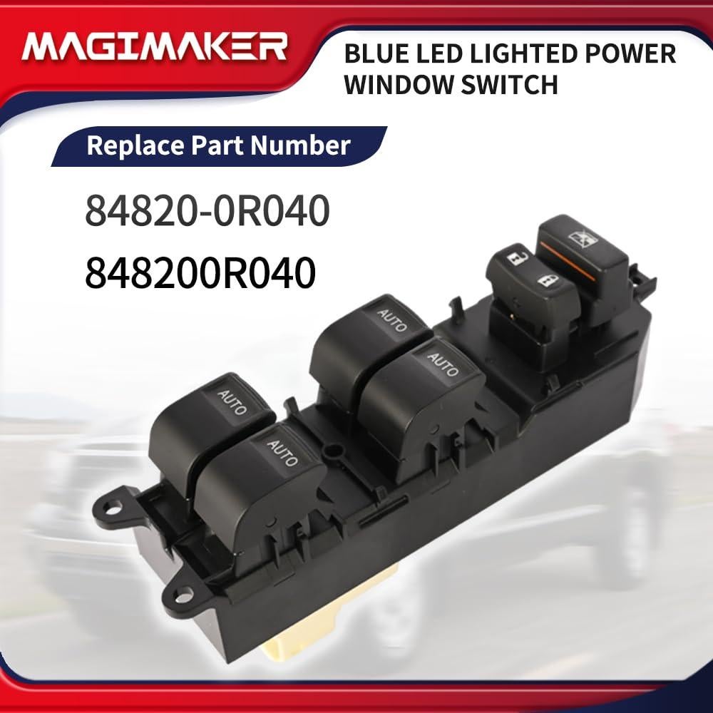 Interruptor de Ventana Eléctrica Izquierdo Magimaker Toyota Tundra 2007-2021 con Luz LED Azul