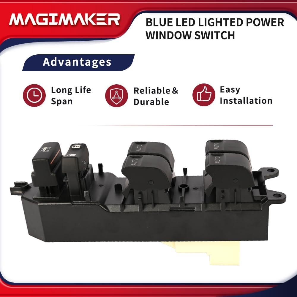 Interruptor de Ventana Eléctrica Izquierdo Magimaker Toyota Tundra 2007-2021 con Luz LED Azul