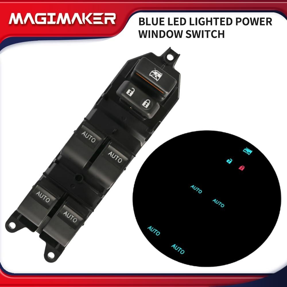Interruptor de Ventana Eléctrica Izquierdo Magimaker Toyota Tundra 2007-2021 con Luz LED Azul