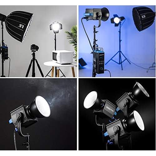 300W Daylight 300D LED Video Light with Bowens Mount 5600K High Power Continuous Battery Powered Portable Studio Lighting Kit/V-Mount Plate, 11 Pre-Programmed Lighting Effects