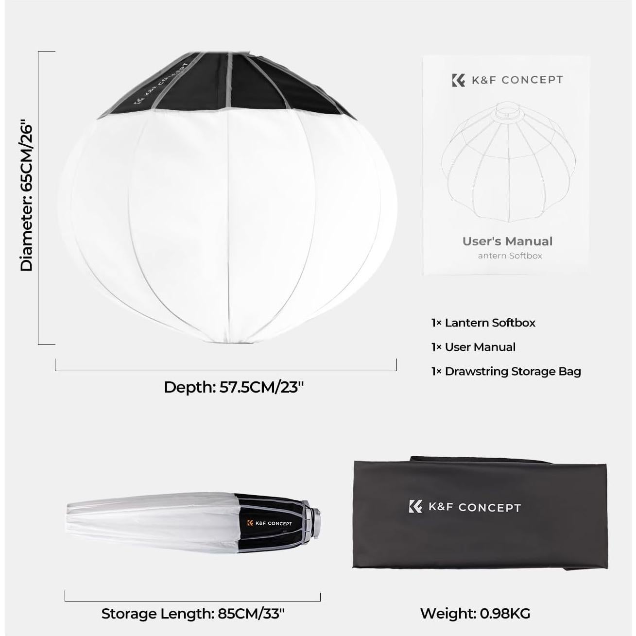 Softbox Linterna K&F Concept 65cm para Montura Bowens